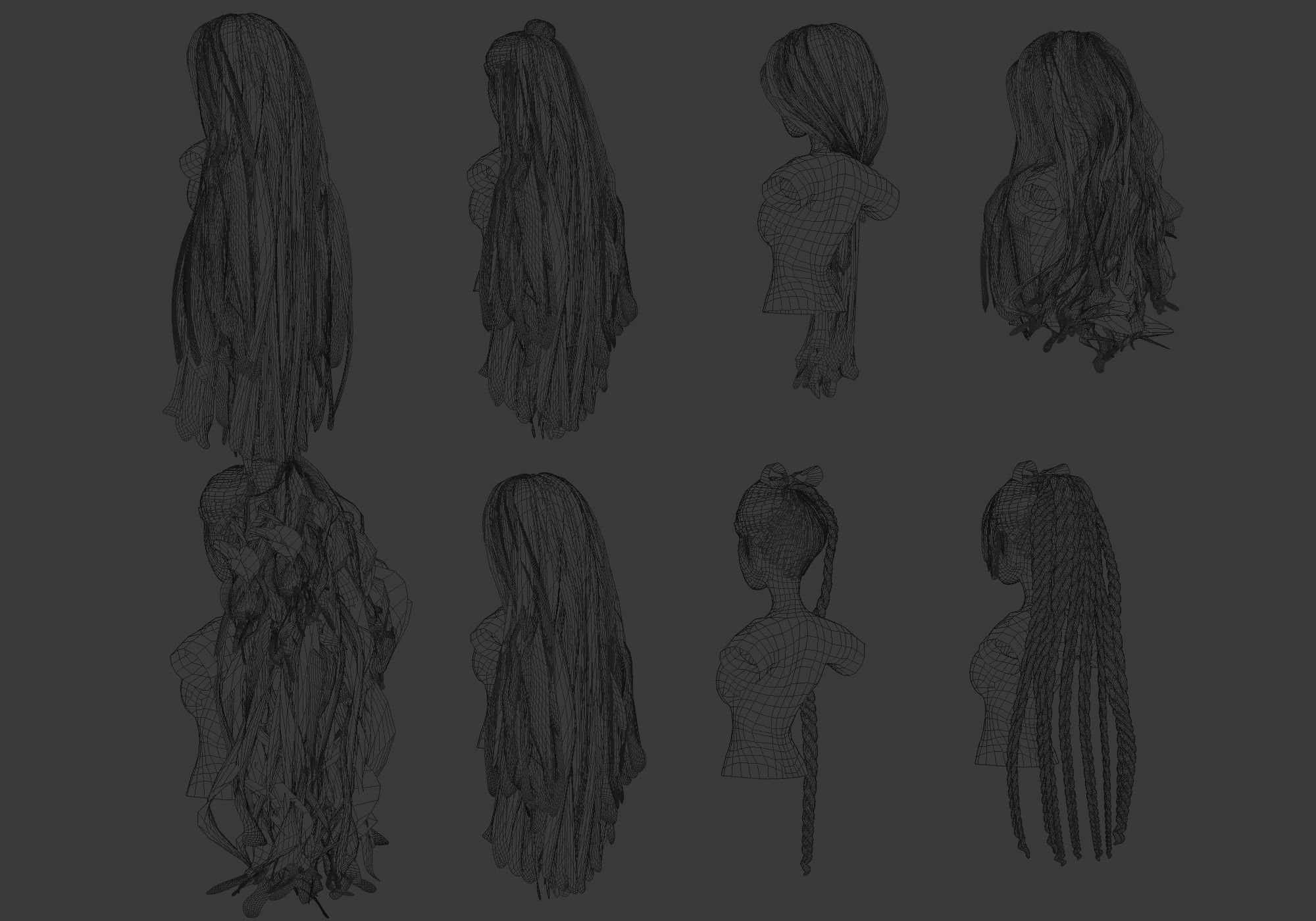 Female Hair Collection 3D model_26