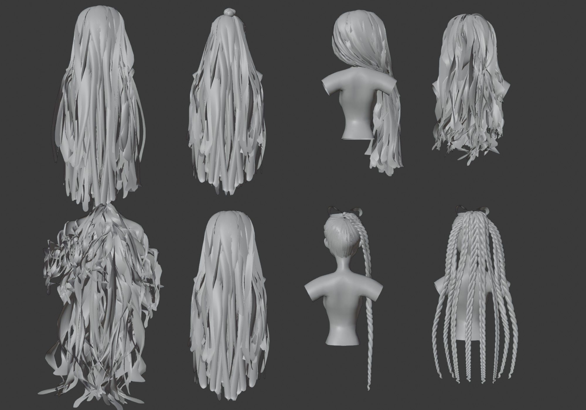 Female Hair Collection 3D model_20