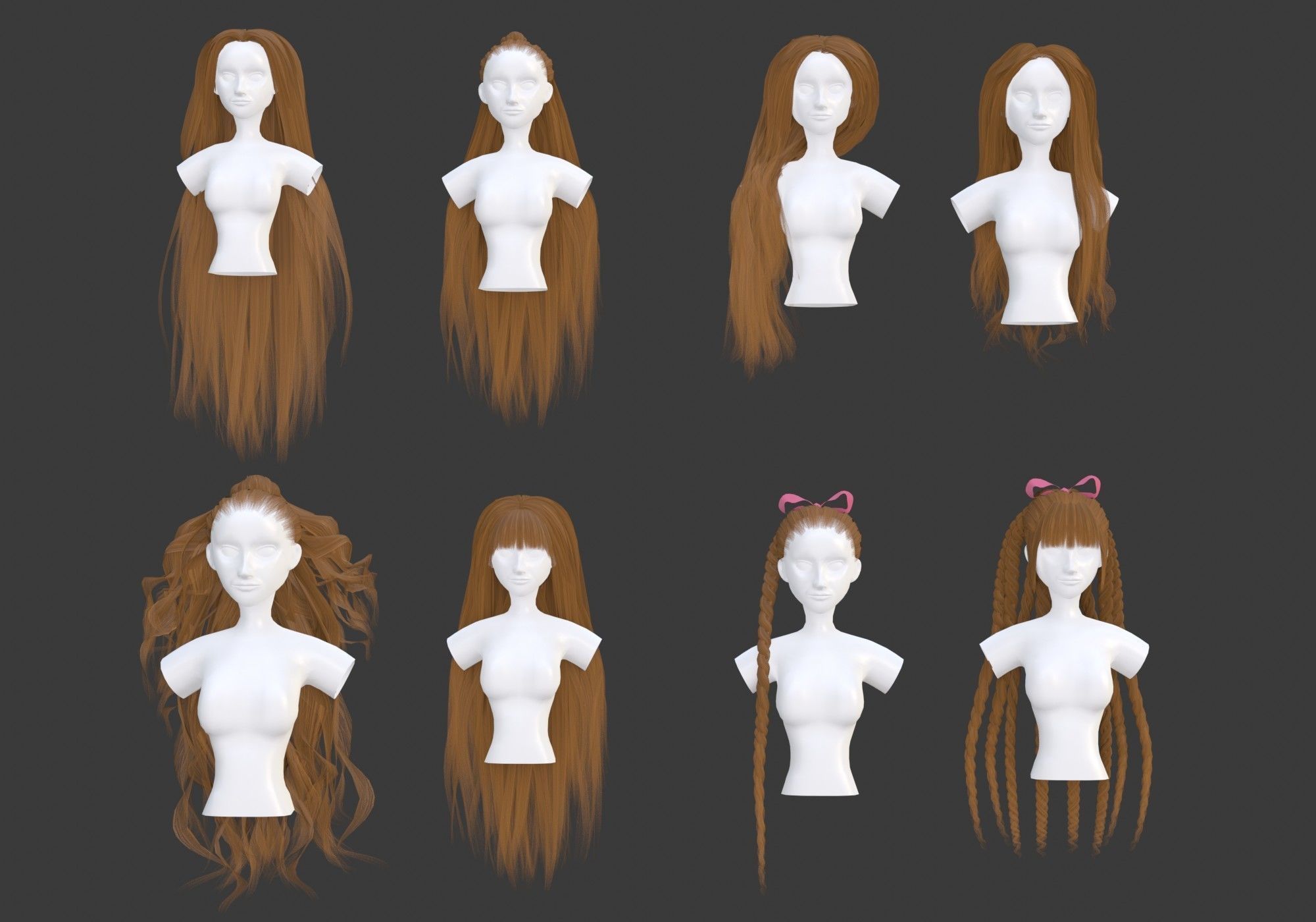 Female Hair Collection 3D model_18