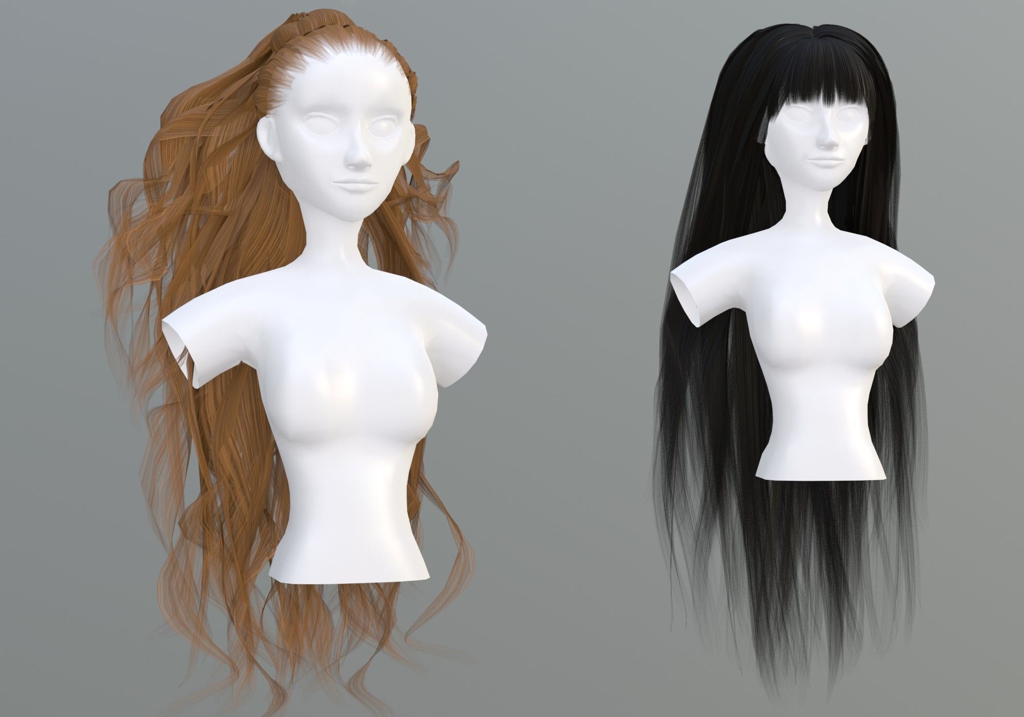 Female Hair Collection 3D model_11