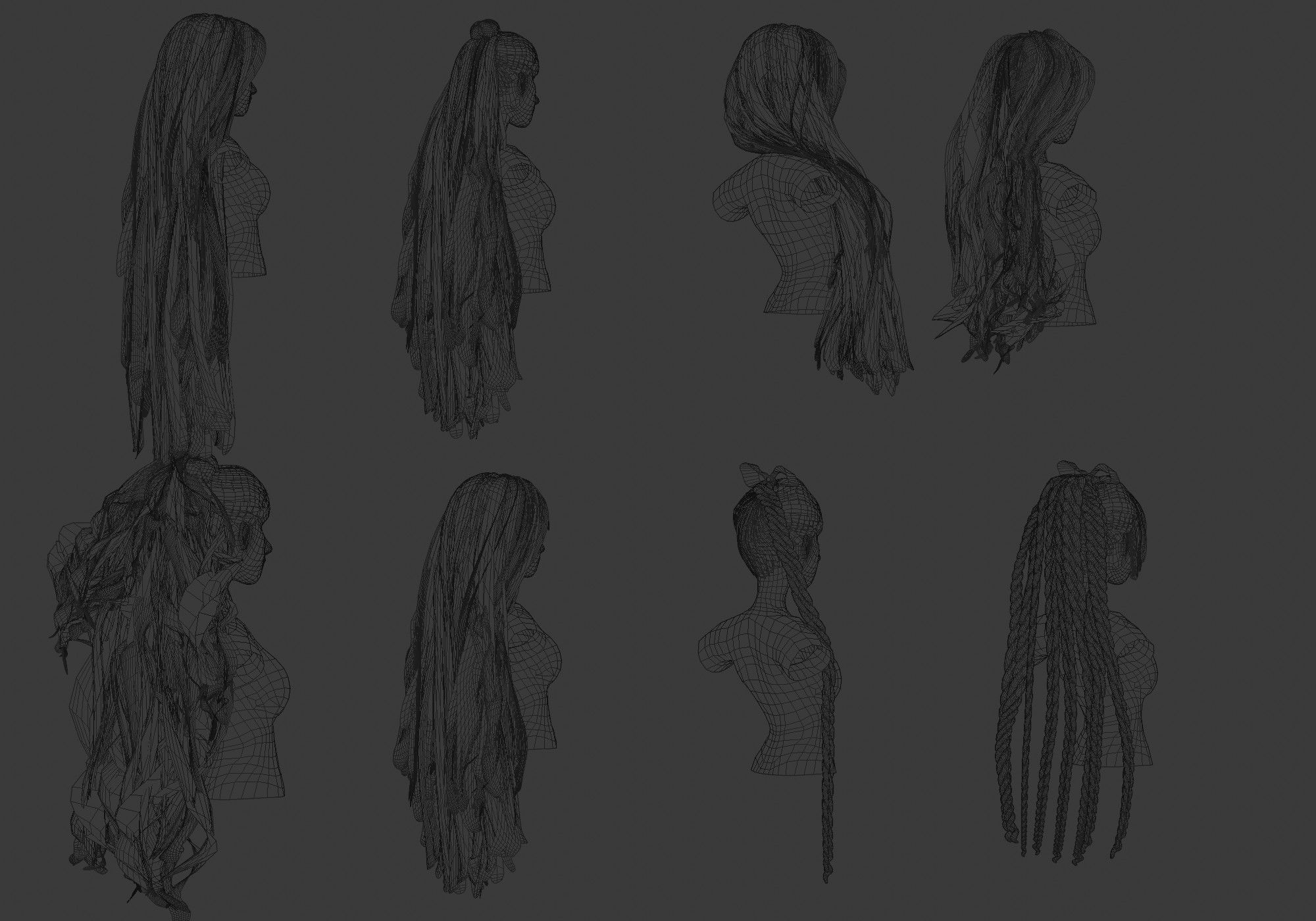 Female Hair Collection 3D model_24