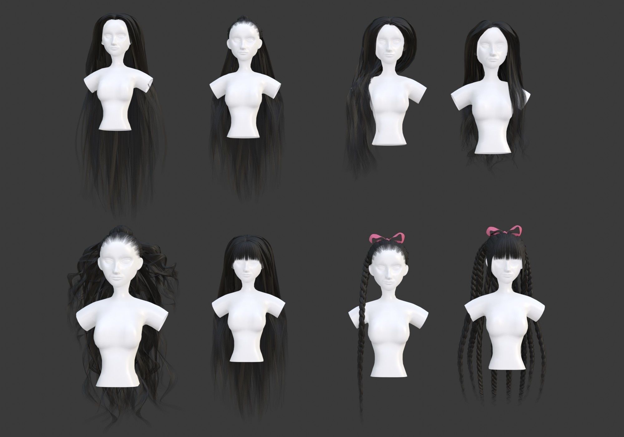 Female Hair Collection 3D model_17