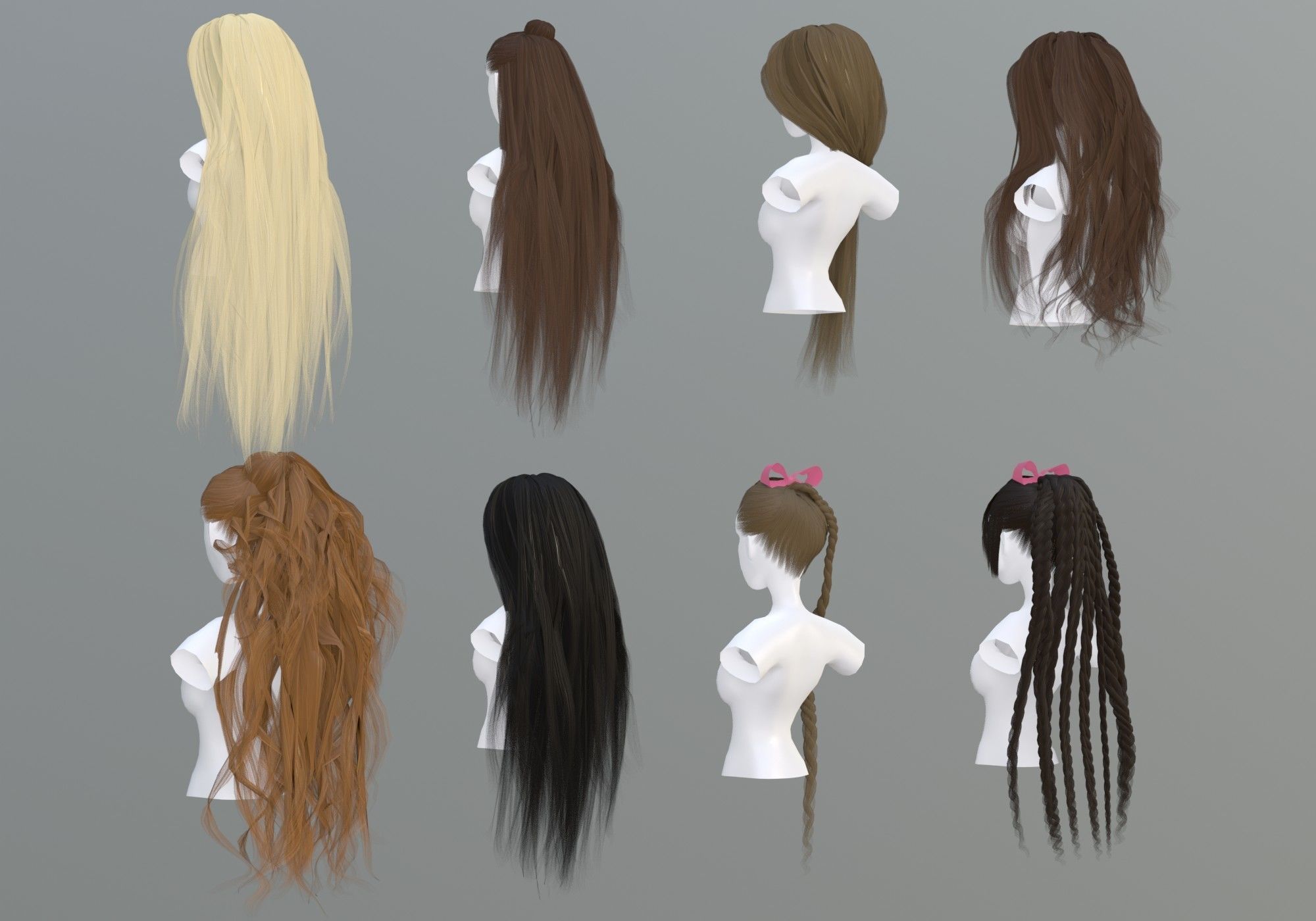 Female Hair Collection 3D model_5