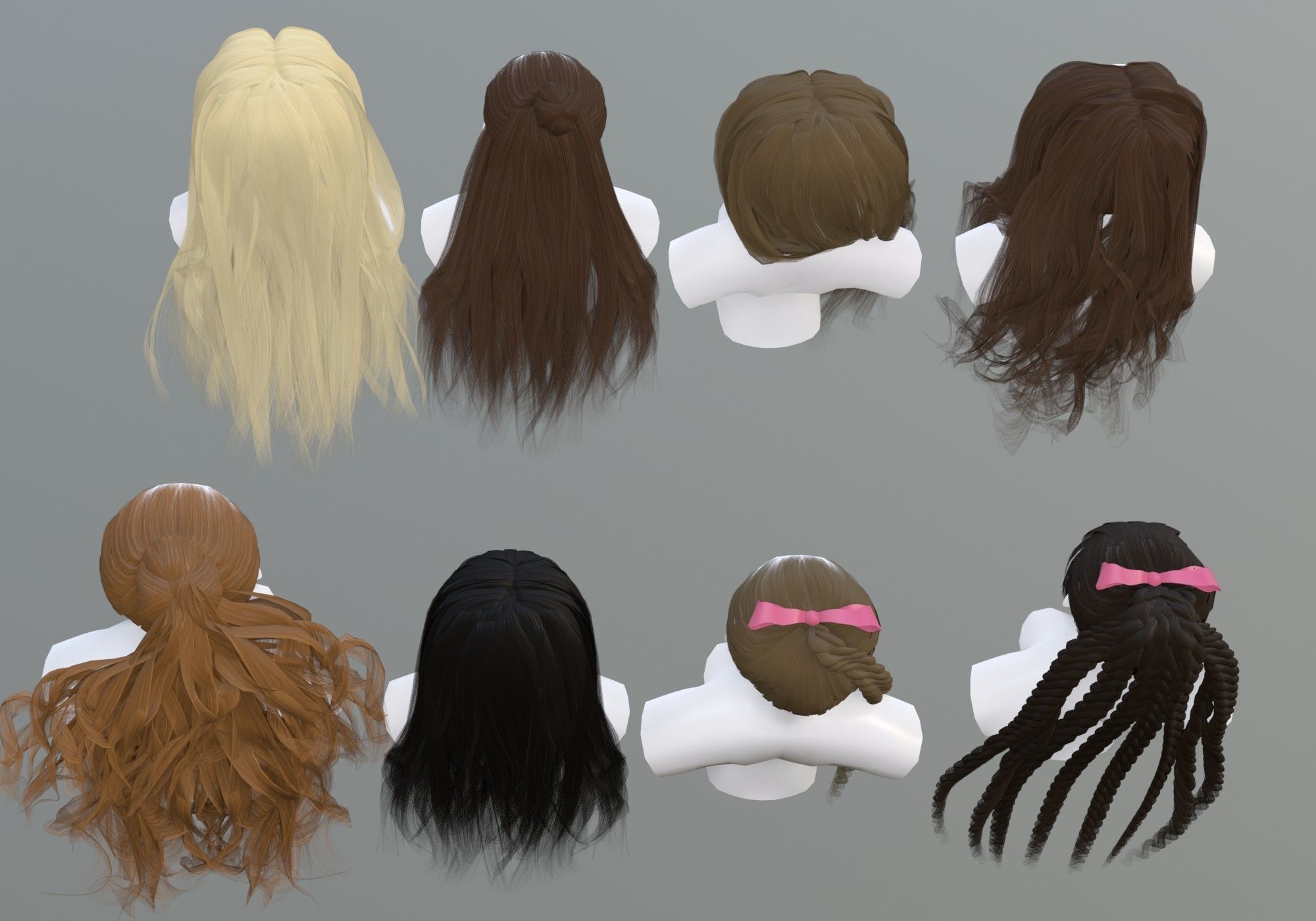 Female Hair Collection 3D model_13