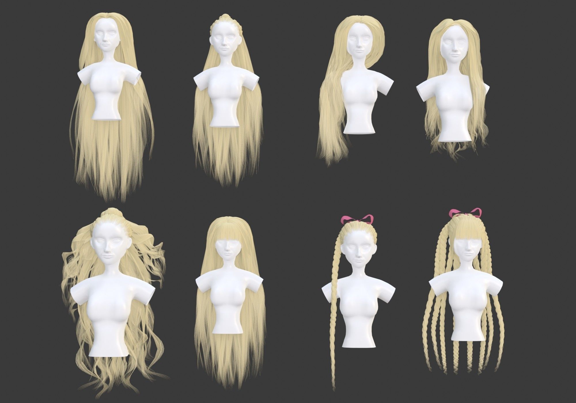 Female Hair Collection 3D model_16