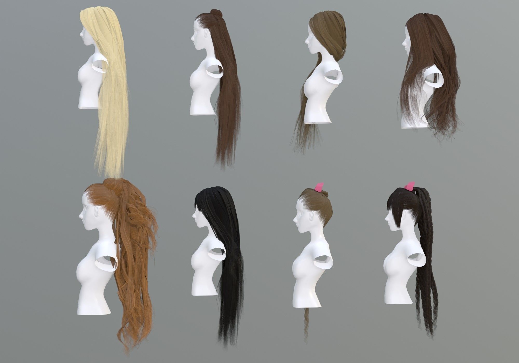 Female Hair Collection 3D model_6