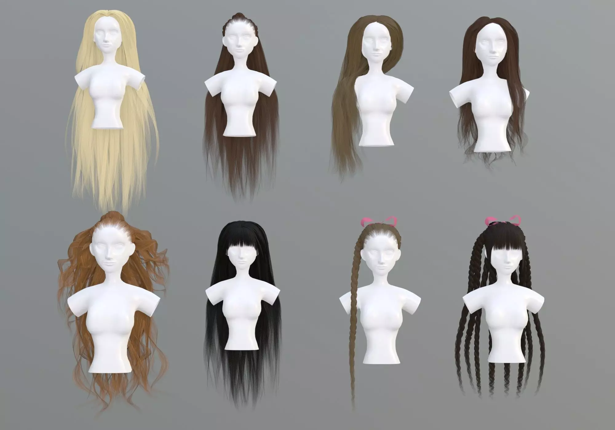Female Hair Collection 3D model_0