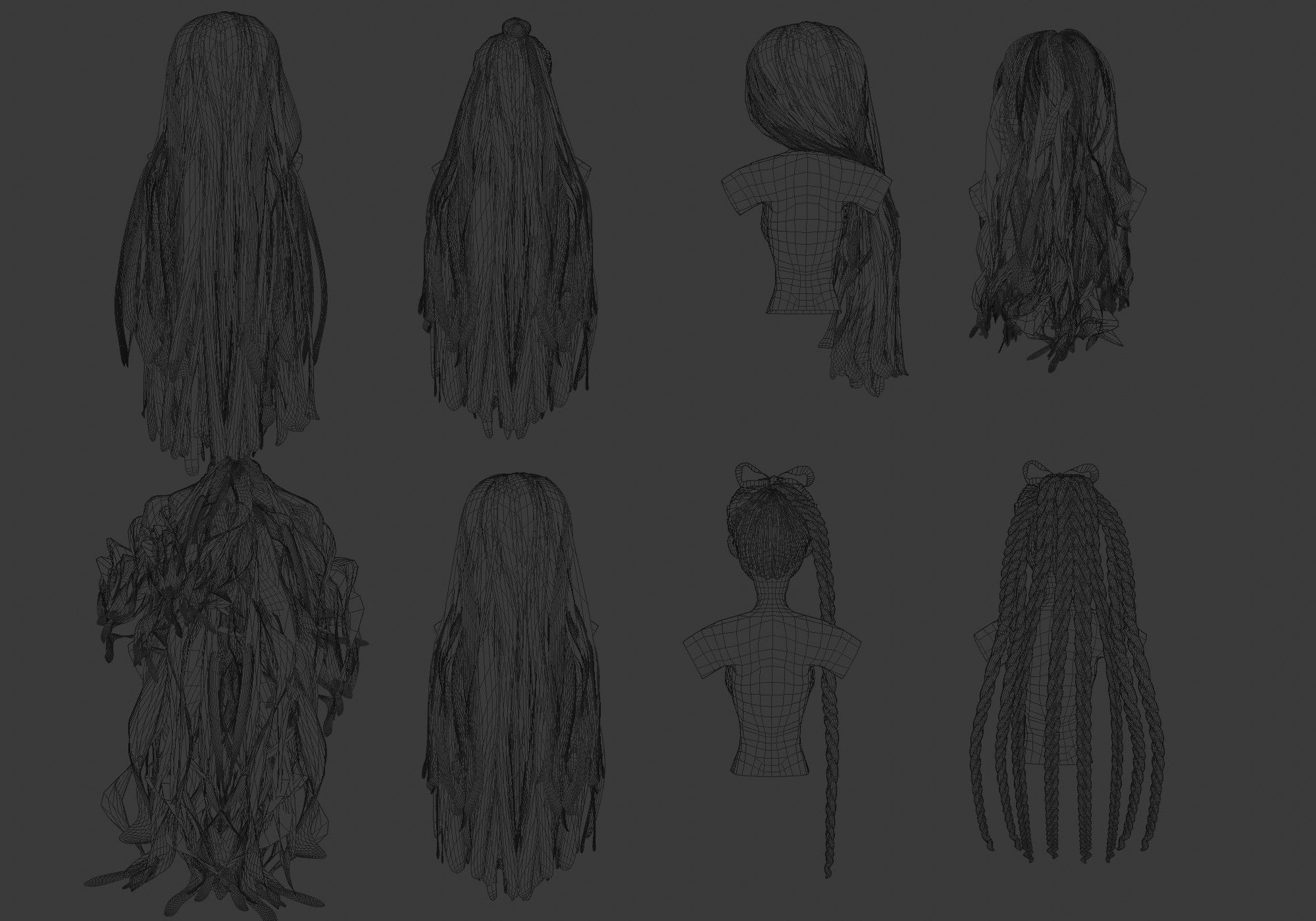 Female Hair Collection 3D model_25