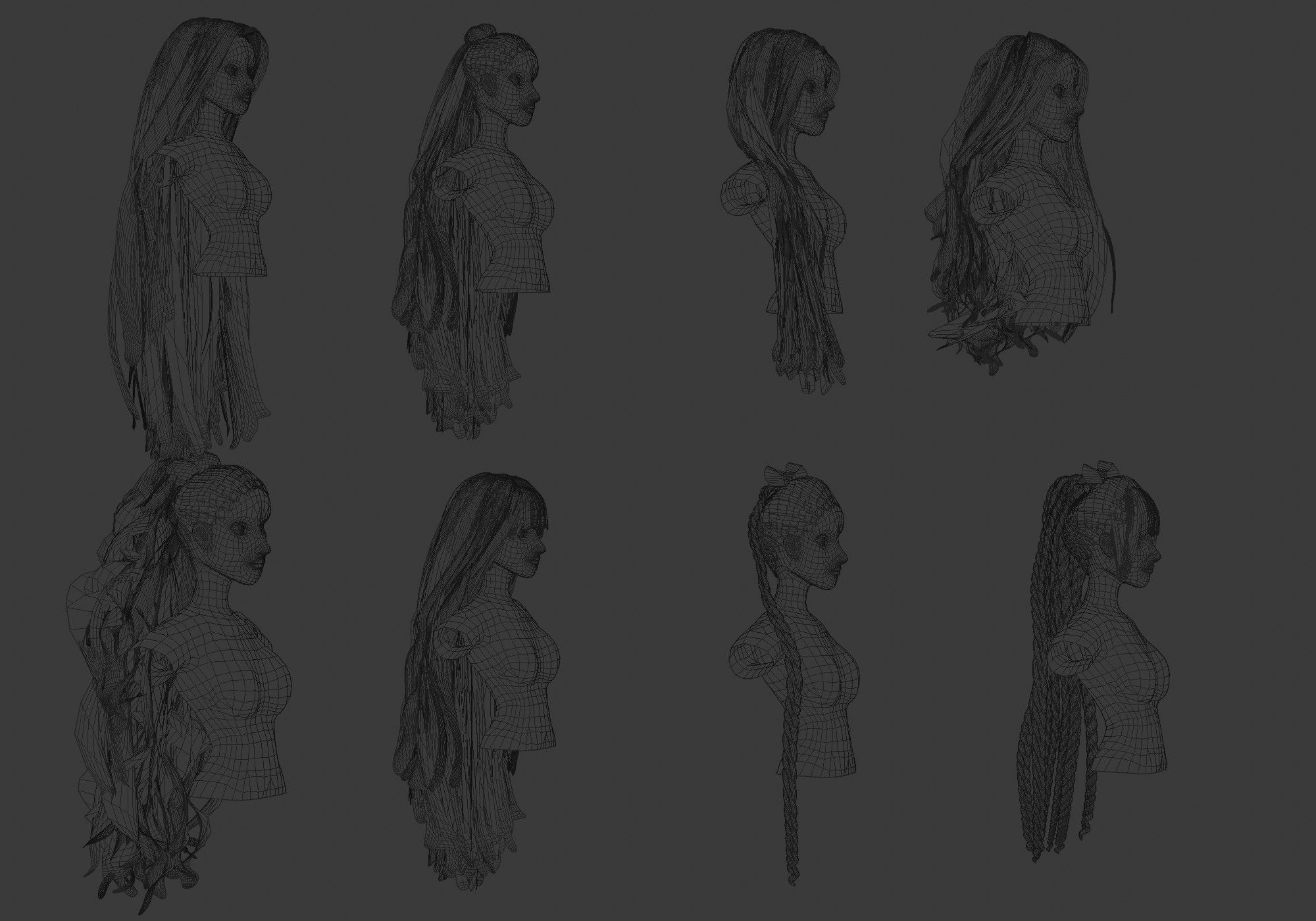 Female Hair Collection 3D model_23