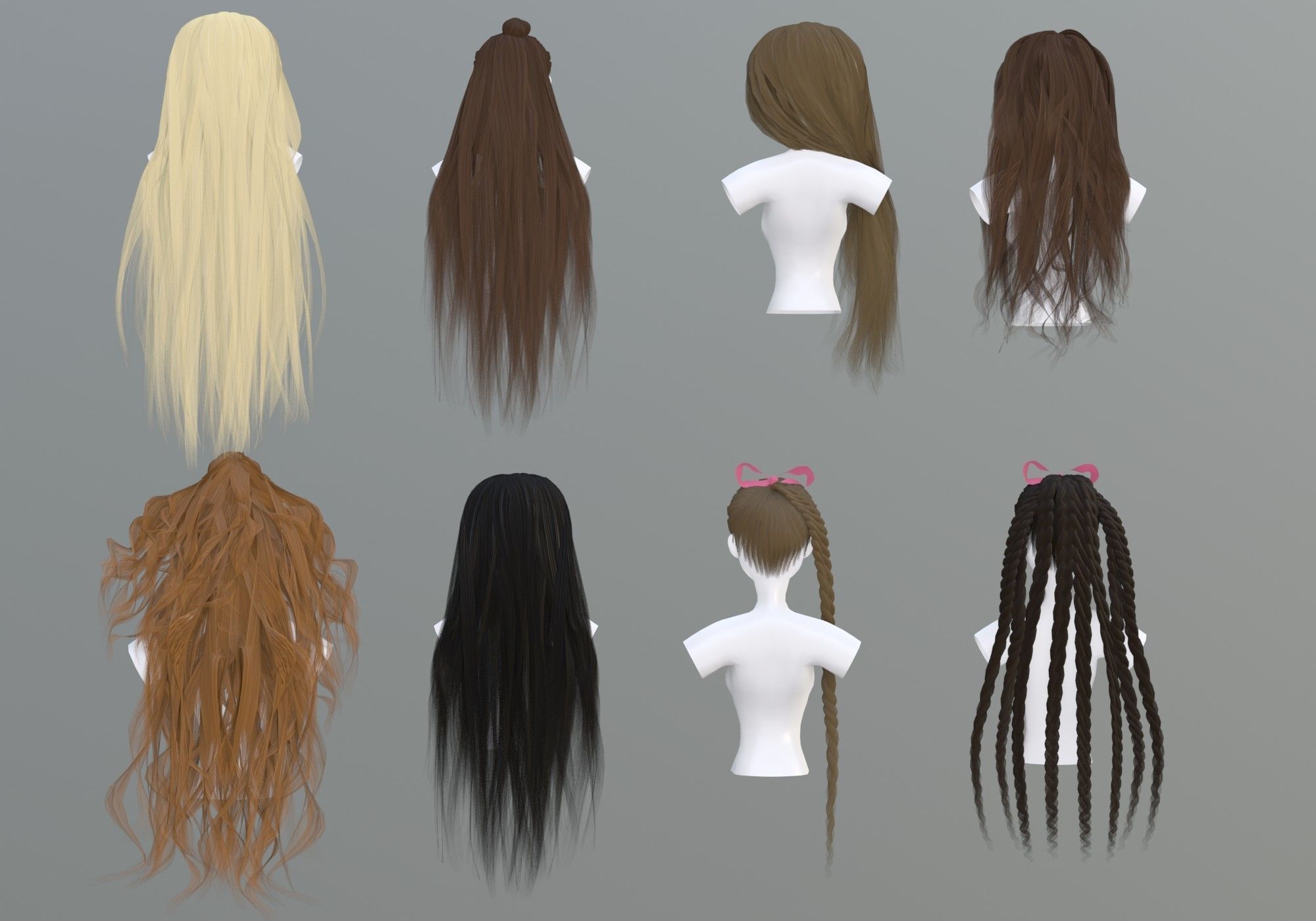 Female Hair Collection 3D model_4