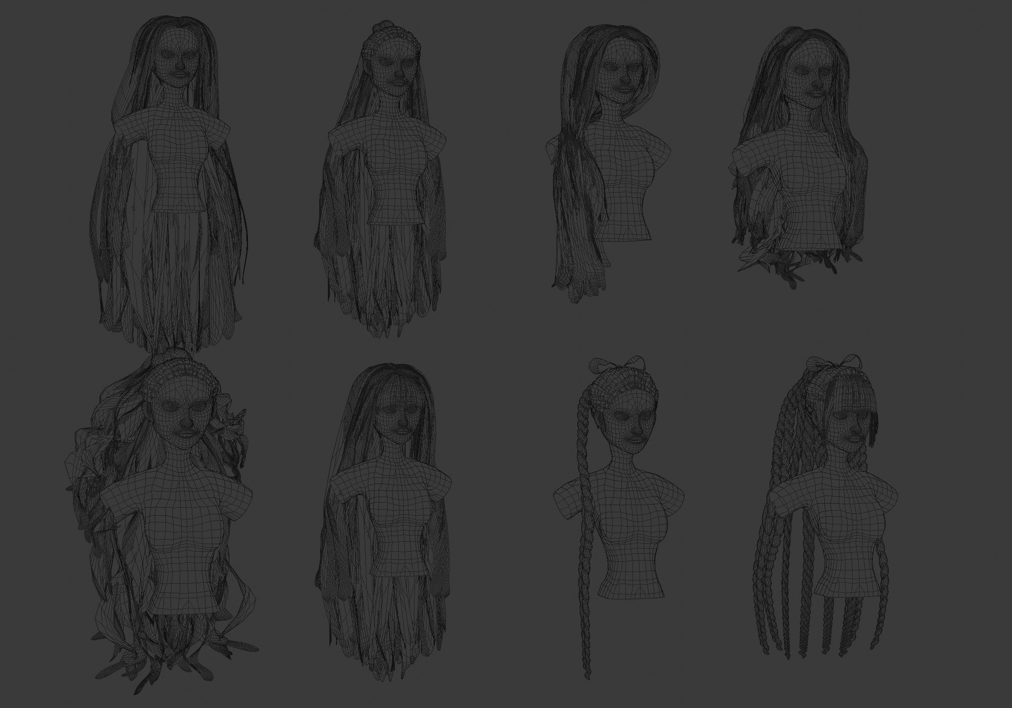 Female Hair Collection 3D model_22