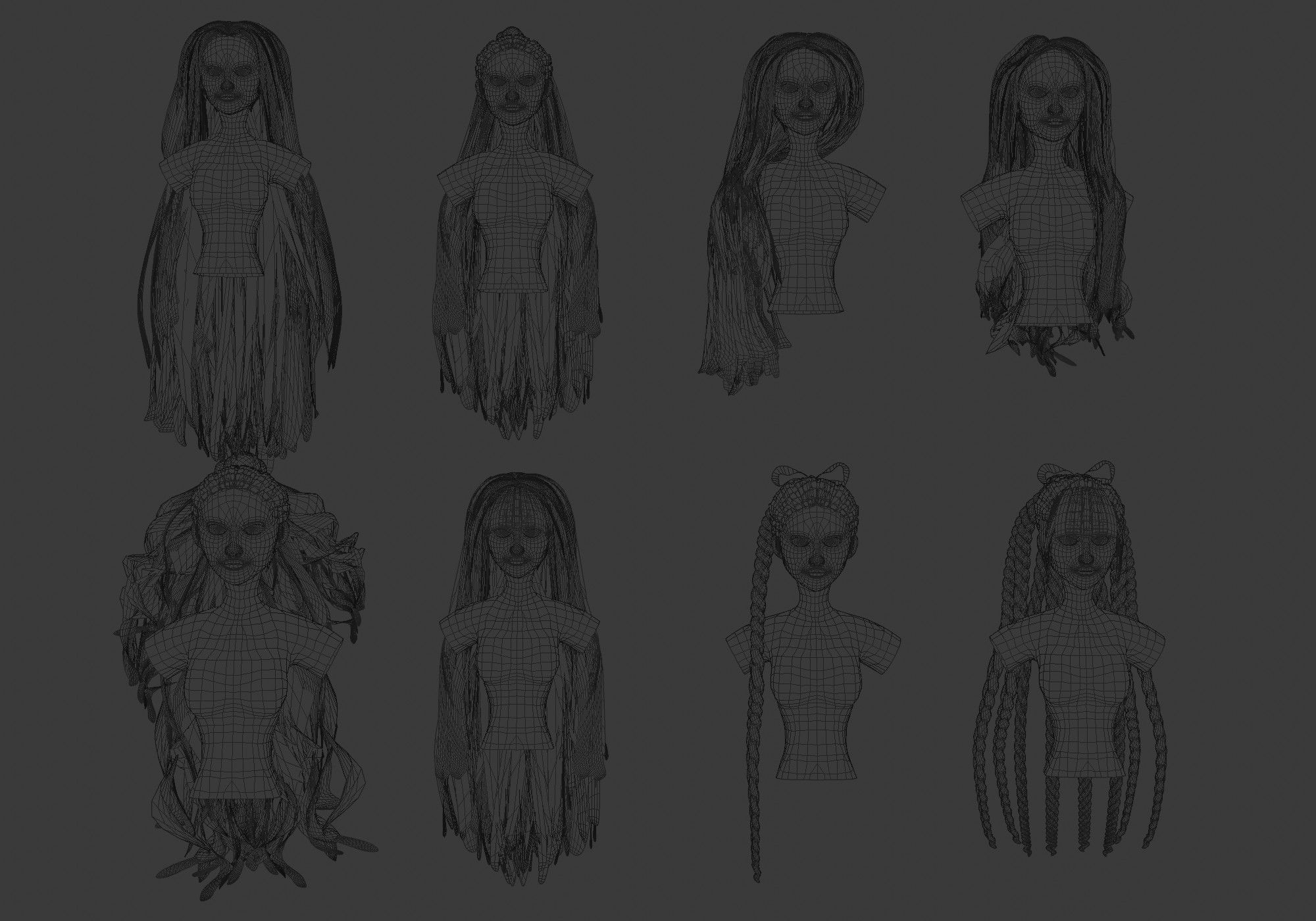 Female Hair Collection 3D model_21