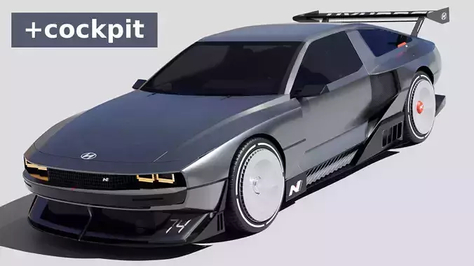Hyundai N Vision 74 - with interior 3D model