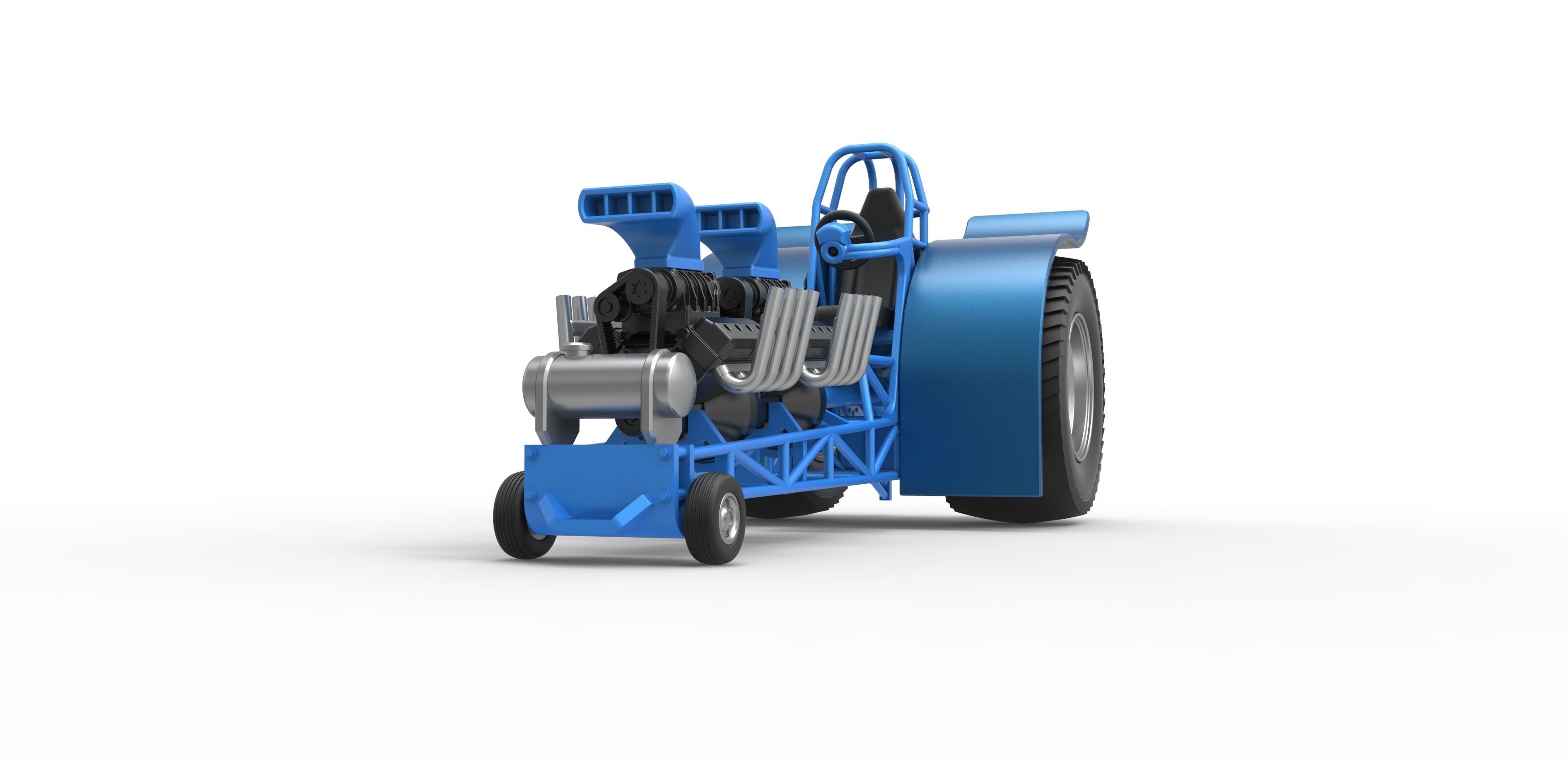 Pulling tractor with 2 engines V8 Scale 1 to 25 3D print model_5