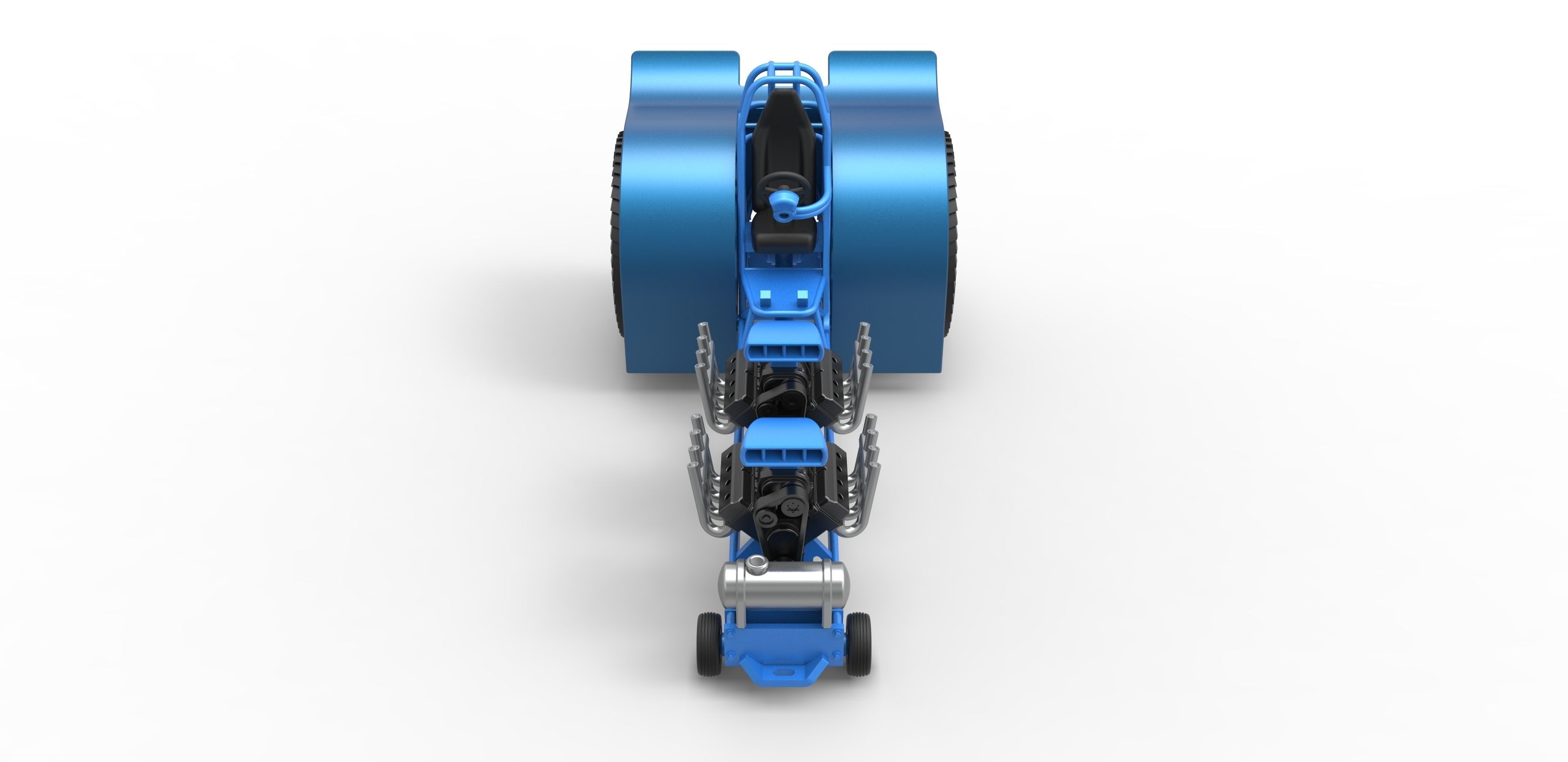 Pulling tractor with 2 engines V8 Scale 1 to 25 3D print model_6