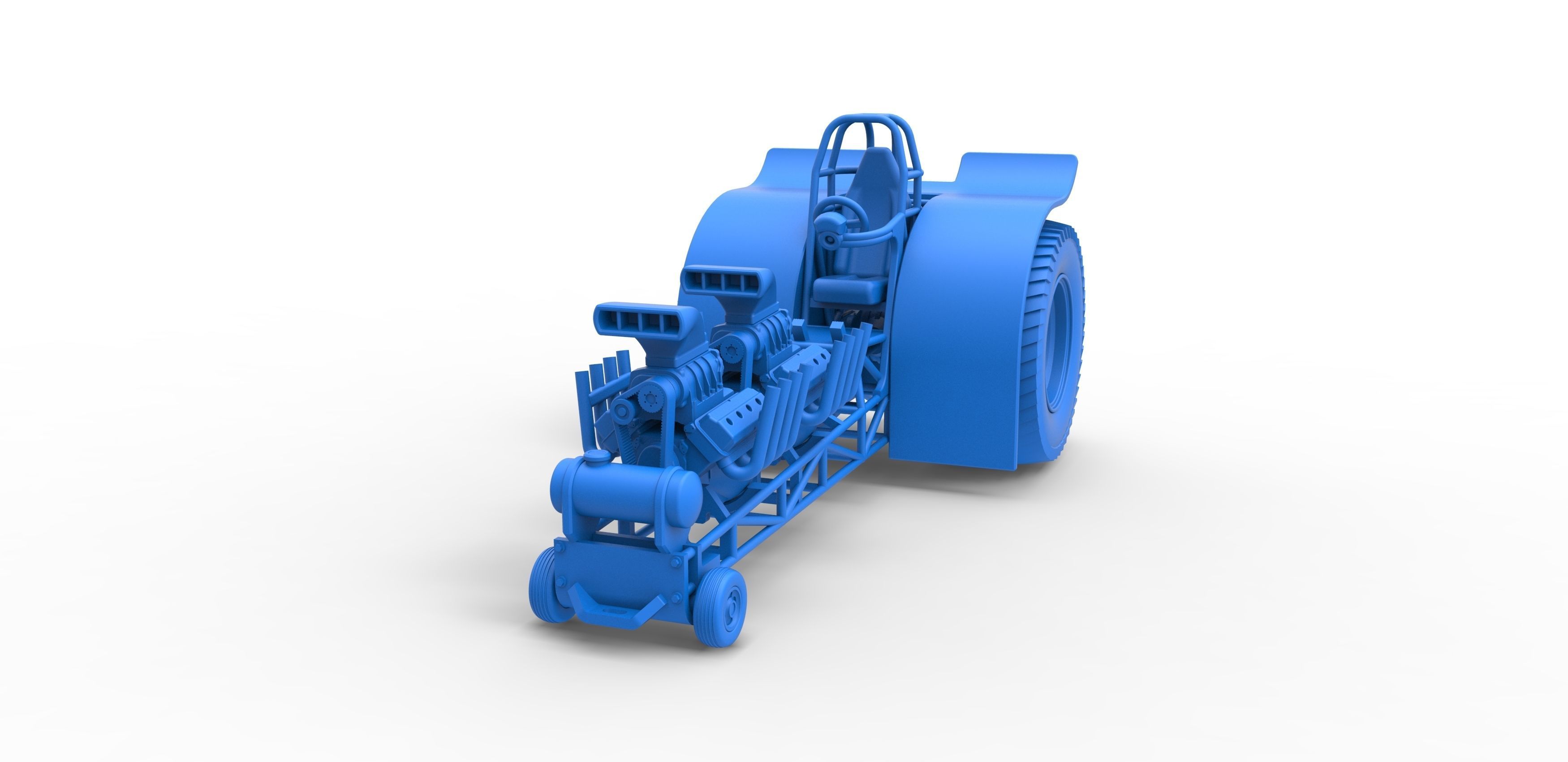 Pulling tractor with 2 engines V8 Scale 1 to 25 3D print model_18