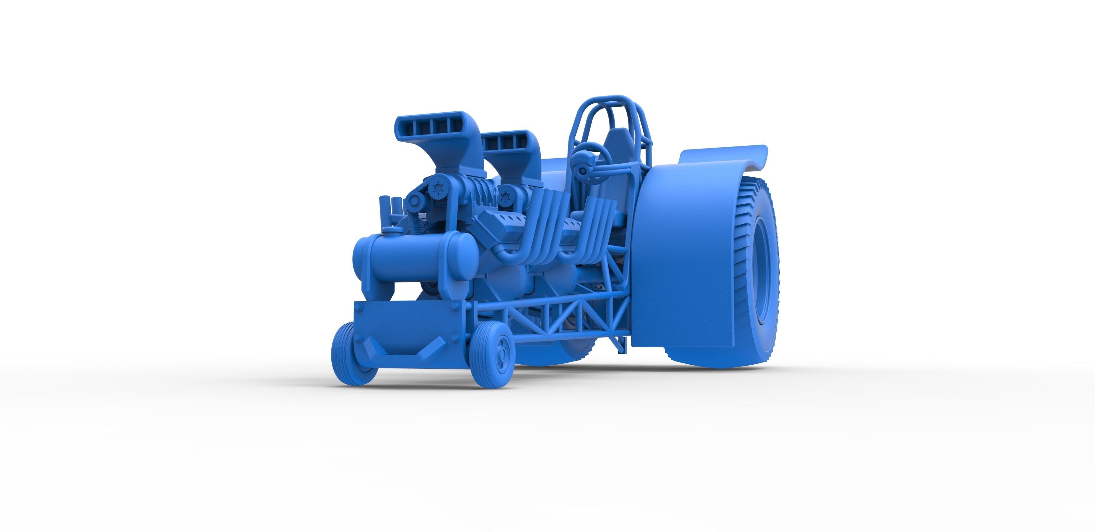 Pulling tractor with 2 engines V8 Scale 1 to 25 3D print model_19