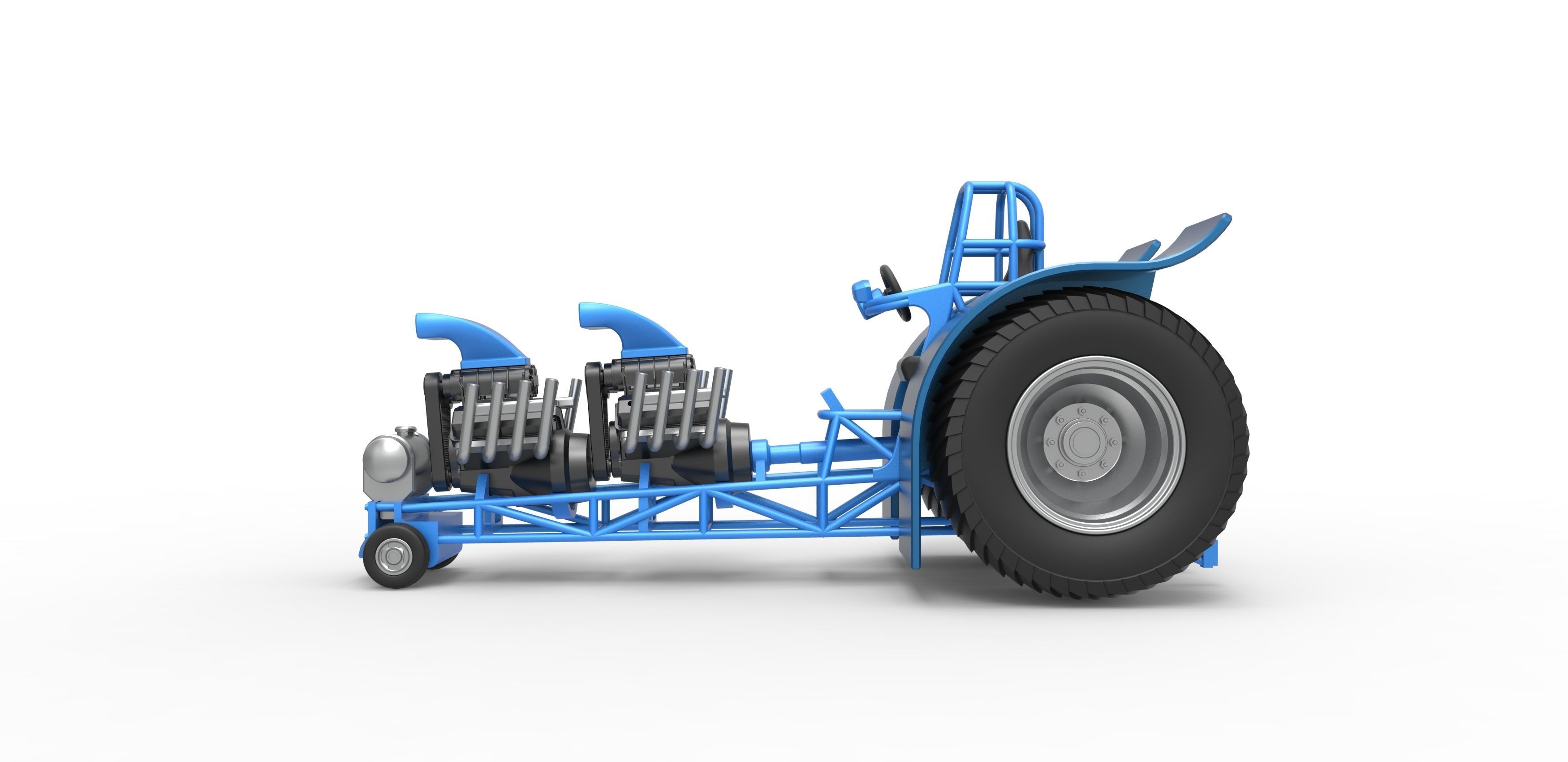 Pulling tractor with 2 engines V8 Scale 1 to 25 3D print model_8