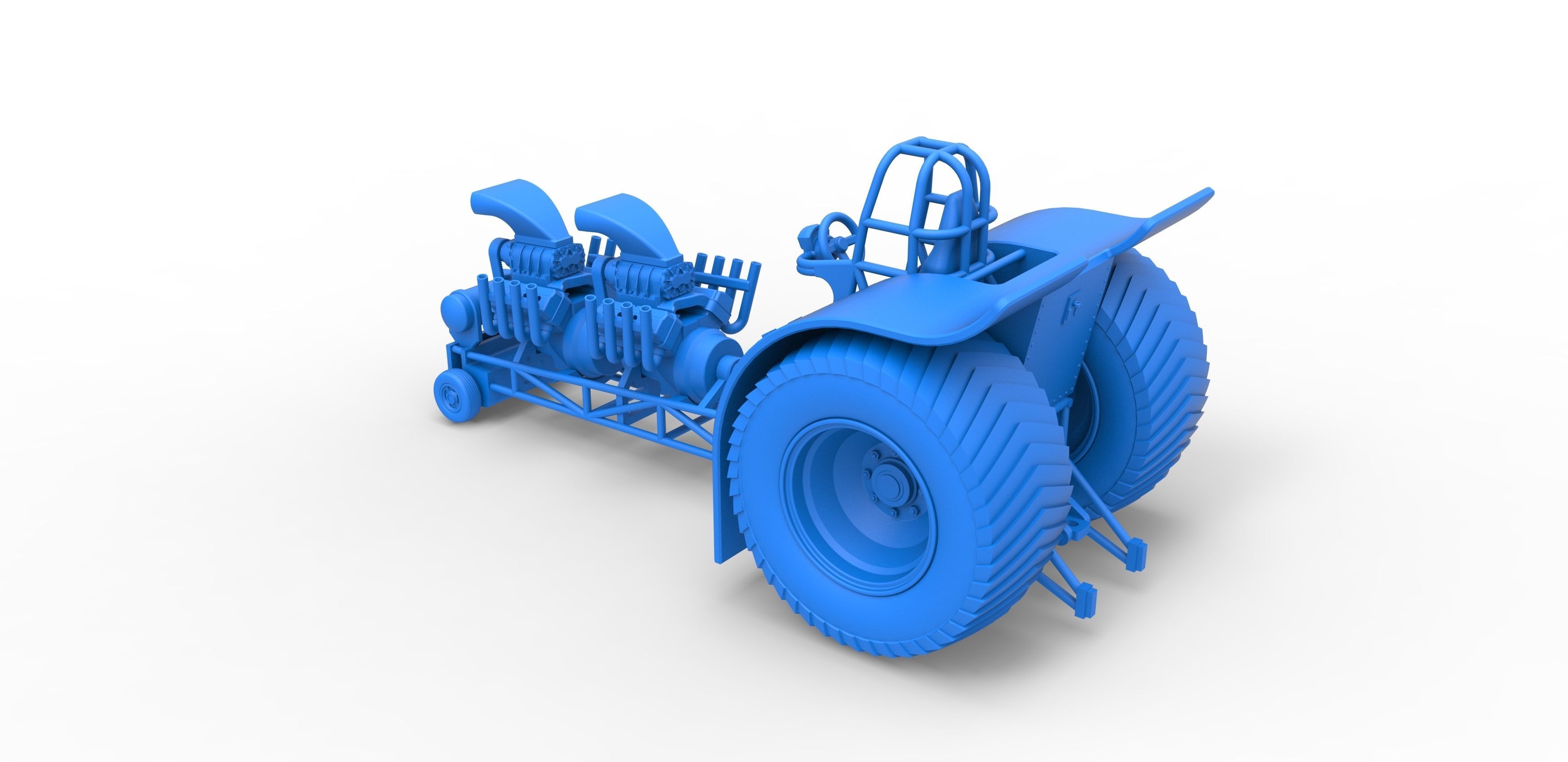 Pulling tractor with 2 engines V8 Scale 1 to 25 3D print model_25