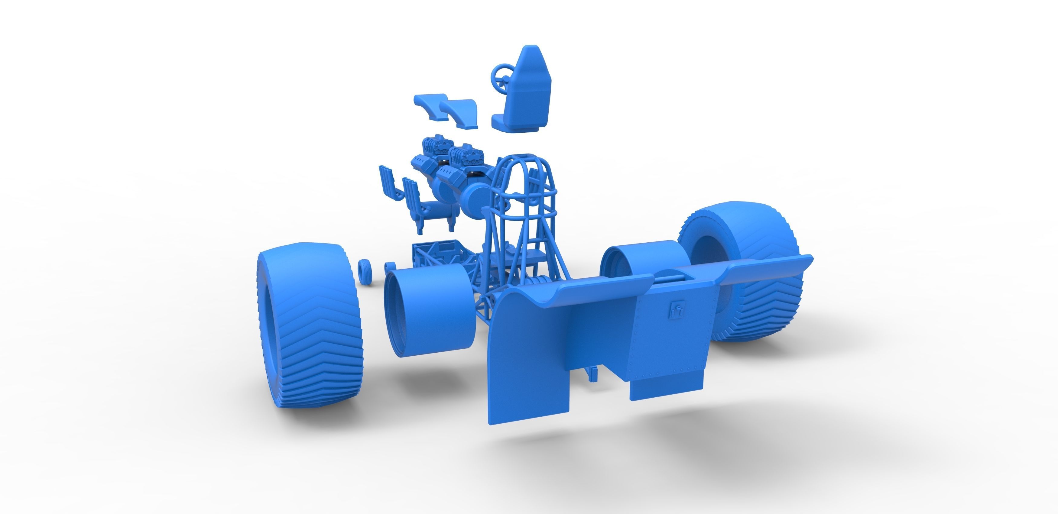 Pulling tractor with 2 engines V8 Scale 1 to 25 3D print model_36