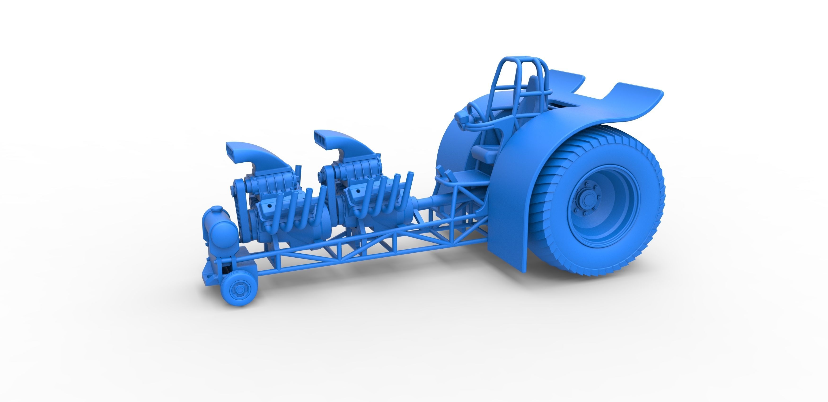 Pulling tractor with 2 engines V8 Scale 1 to 25 3D print model_15