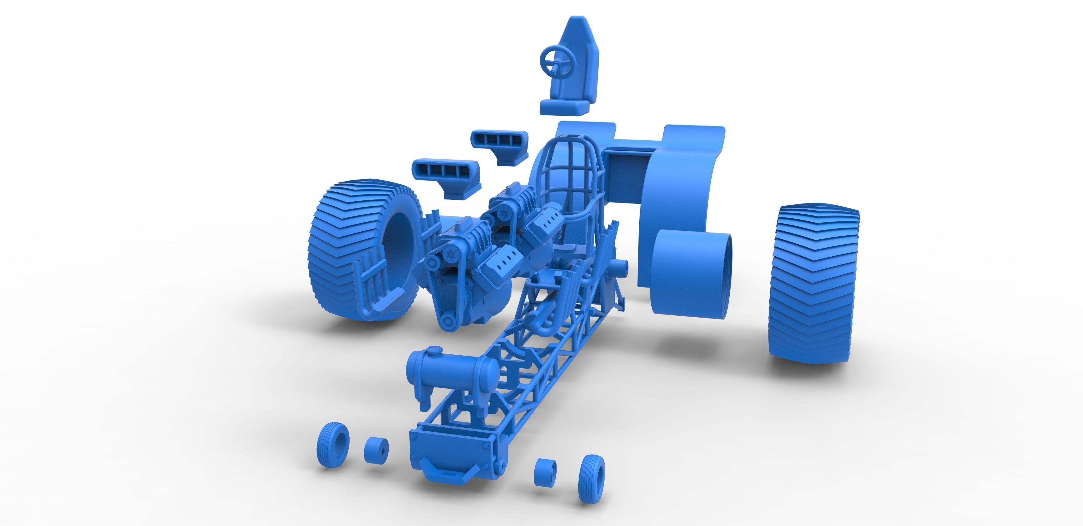 Pulling tractor with 2 engines V8 Scale 1 to 25 3D print model_32