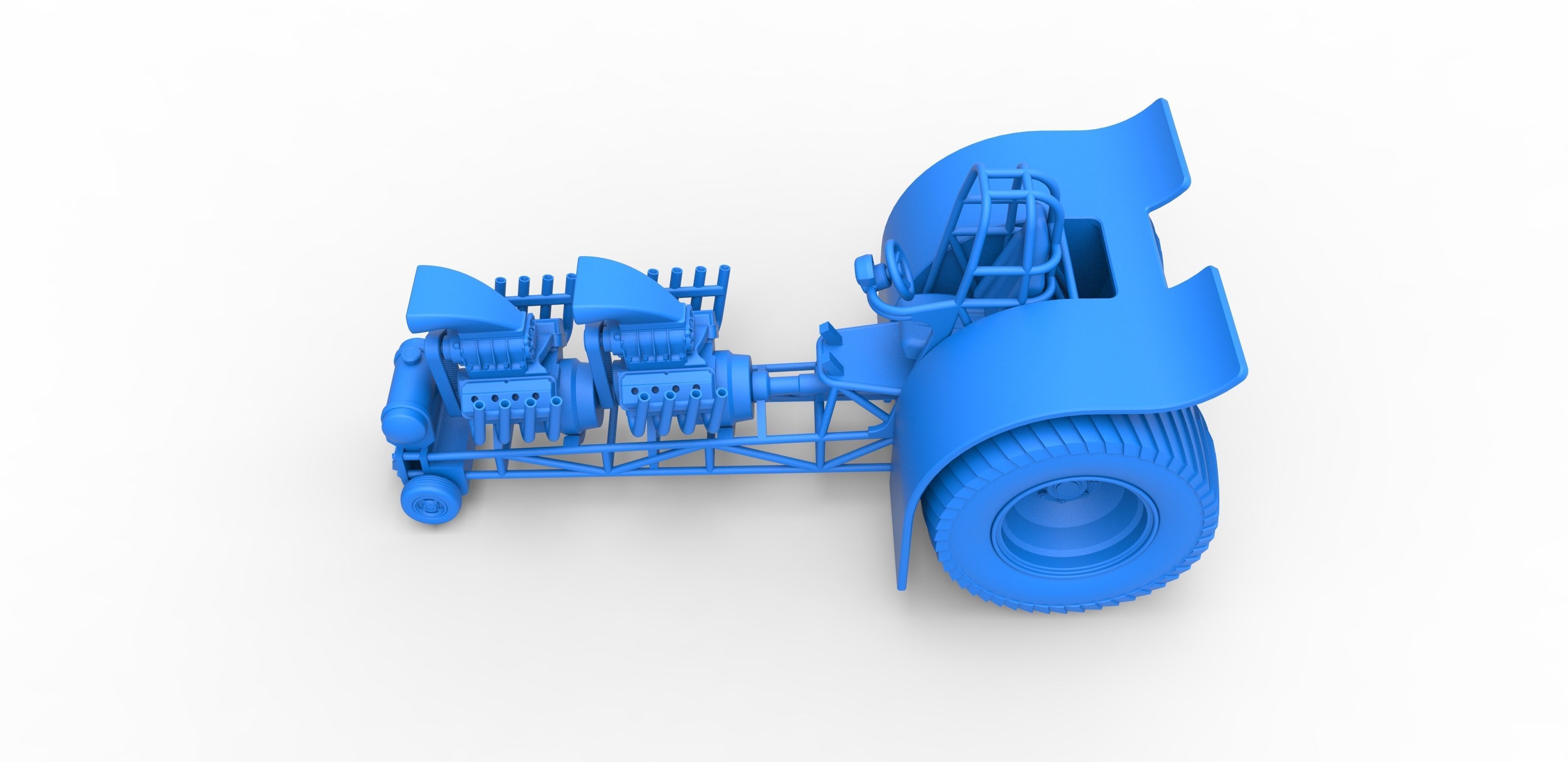 Pulling tractor with 2 engines V8 Scale 1 to 25 3D print model_23