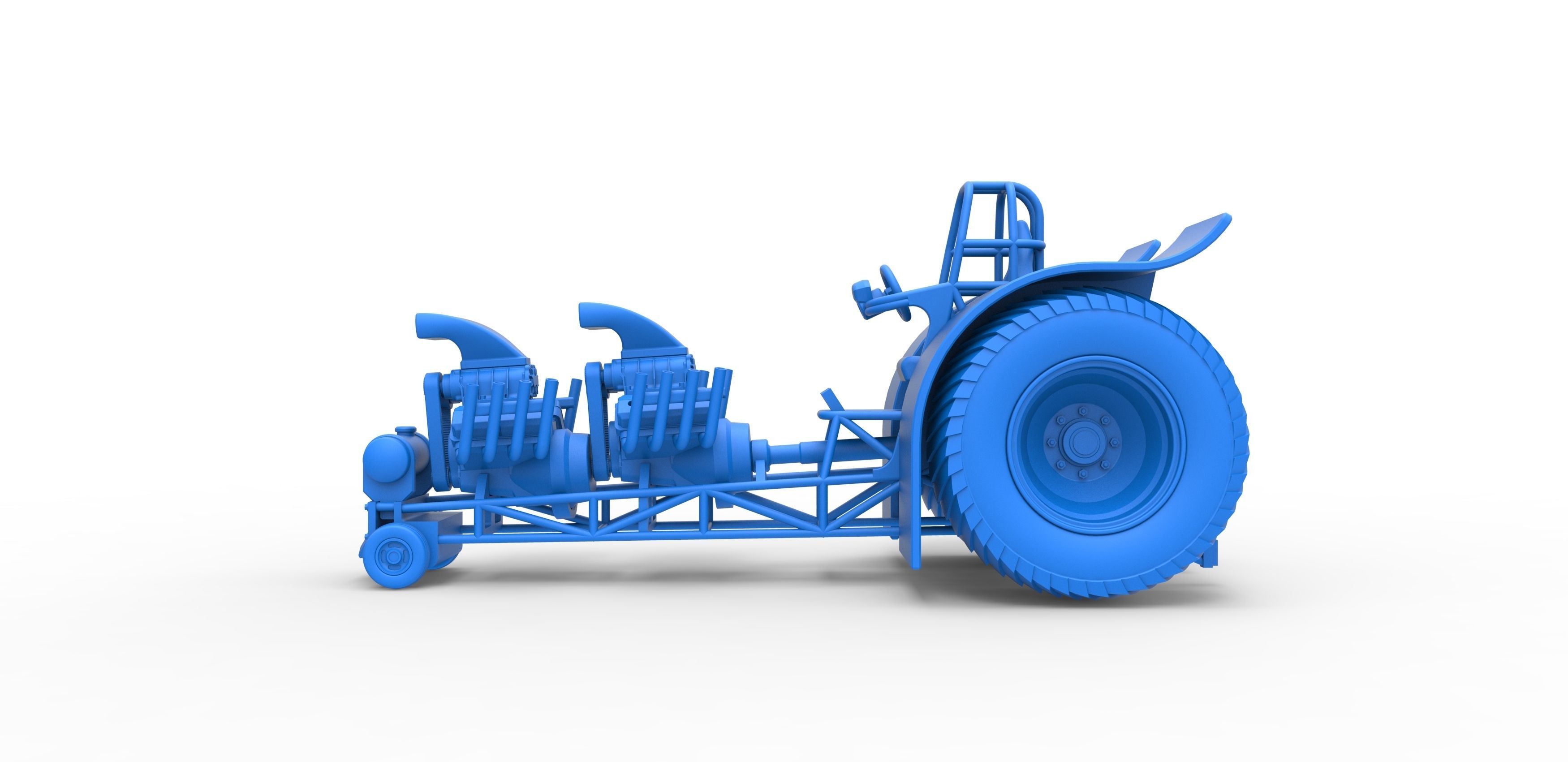 Pulling tractor with 2 engines V8 Scale 1 to 25 3D print model_22