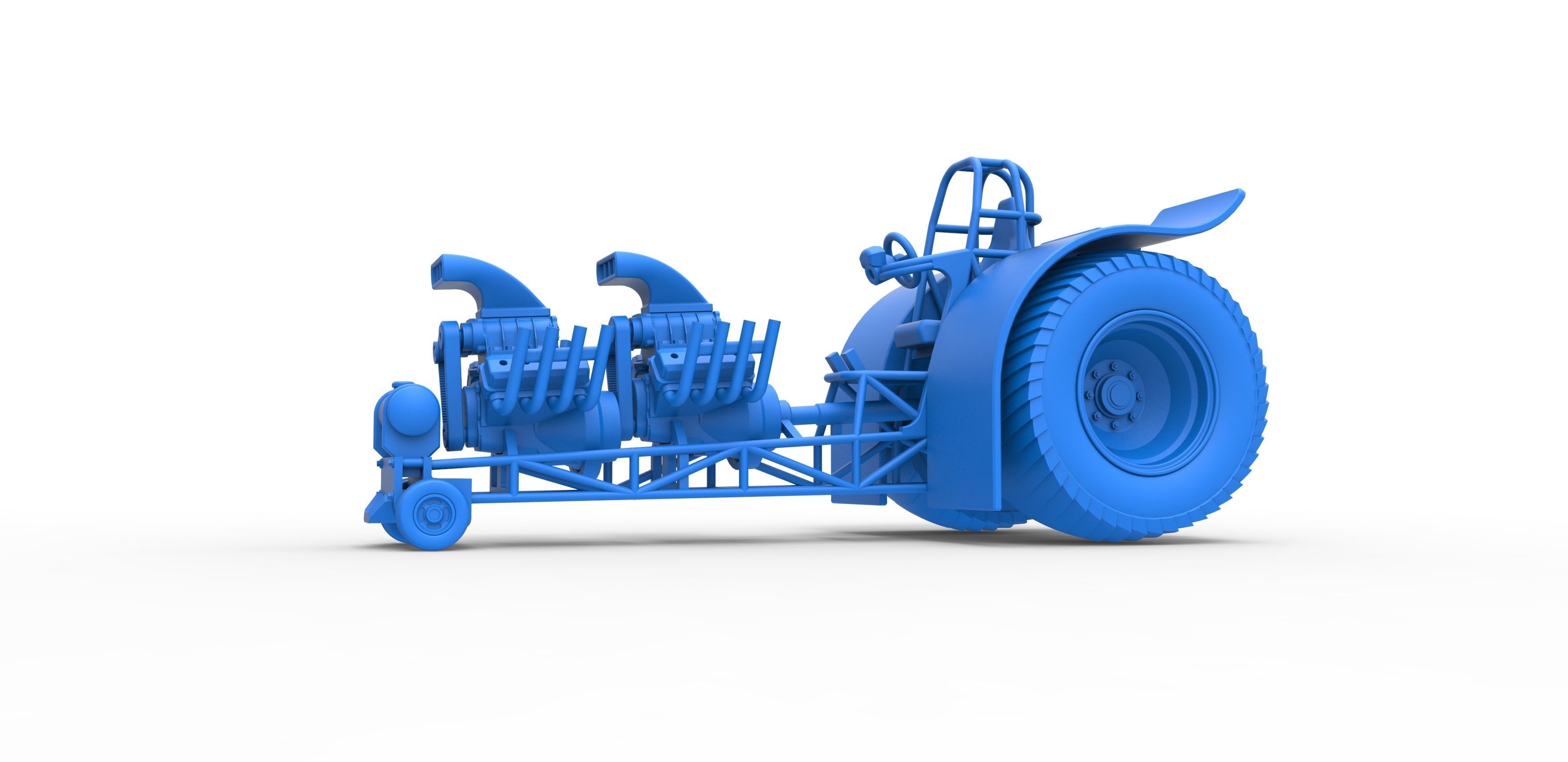Pulling tractor with 2 engines V8 Scale 1 to 25 3D print model_17