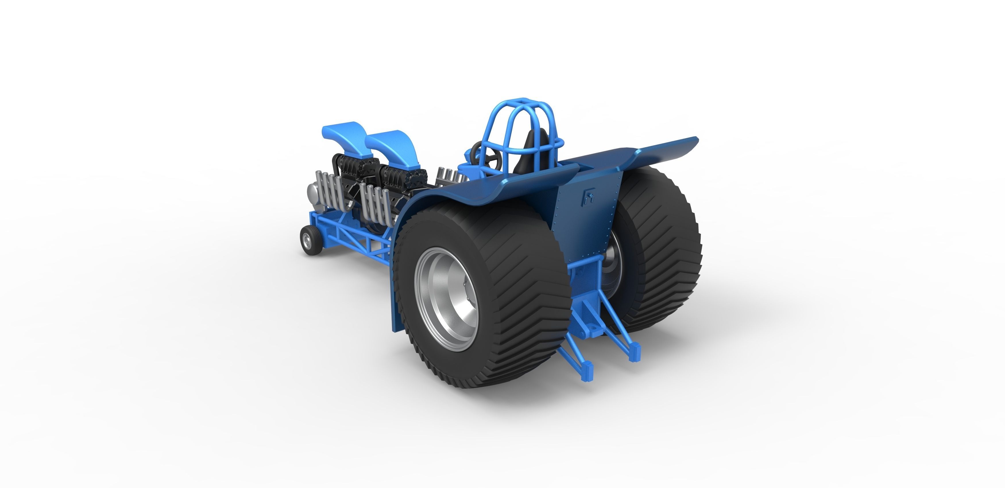 Pulling tractor with 2 engines V8 Scale 1 to 25 3D print model_12