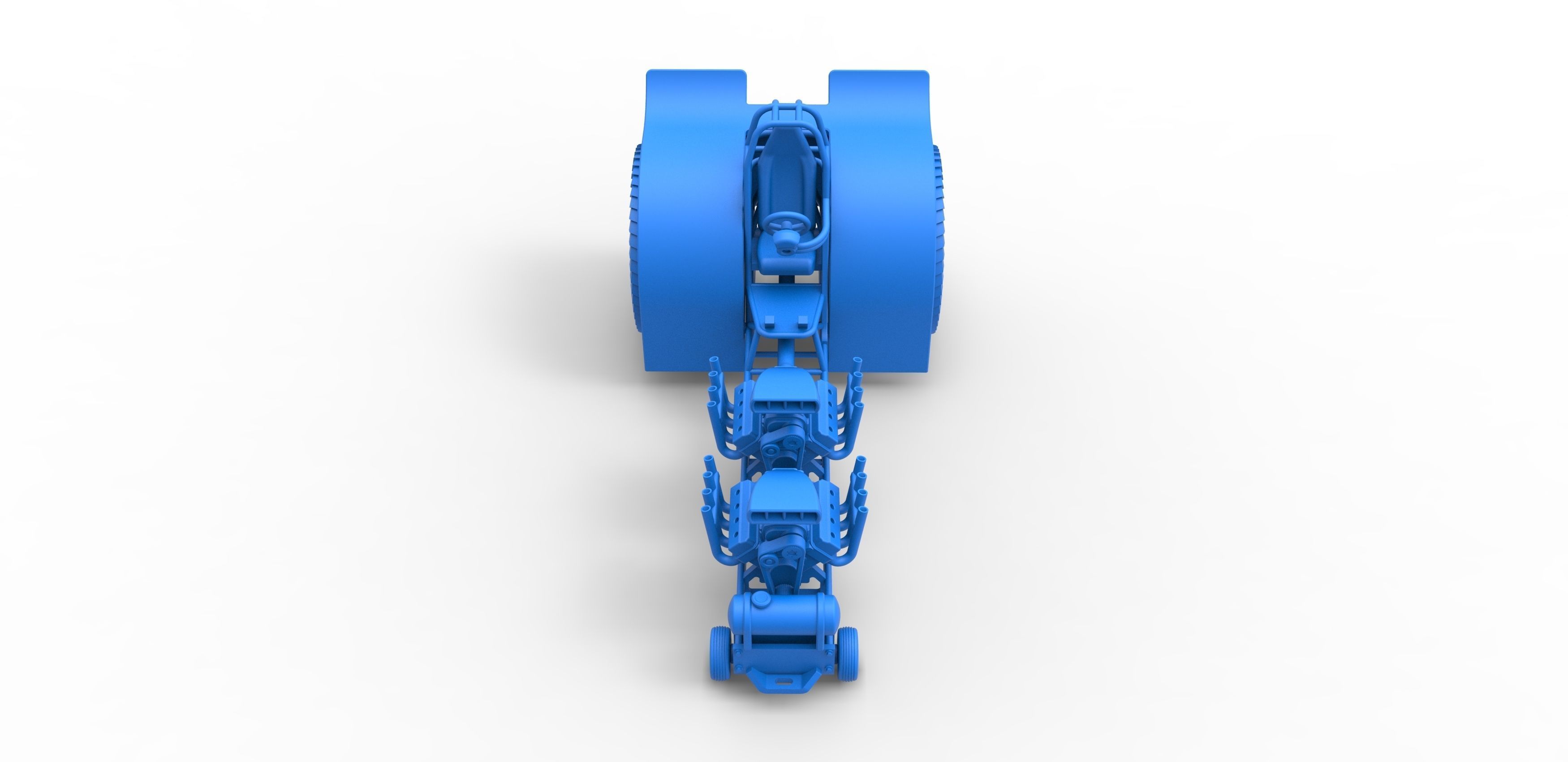 Pulling tractor with 2 engines V8 Scale 1 to 25 3D print model_20