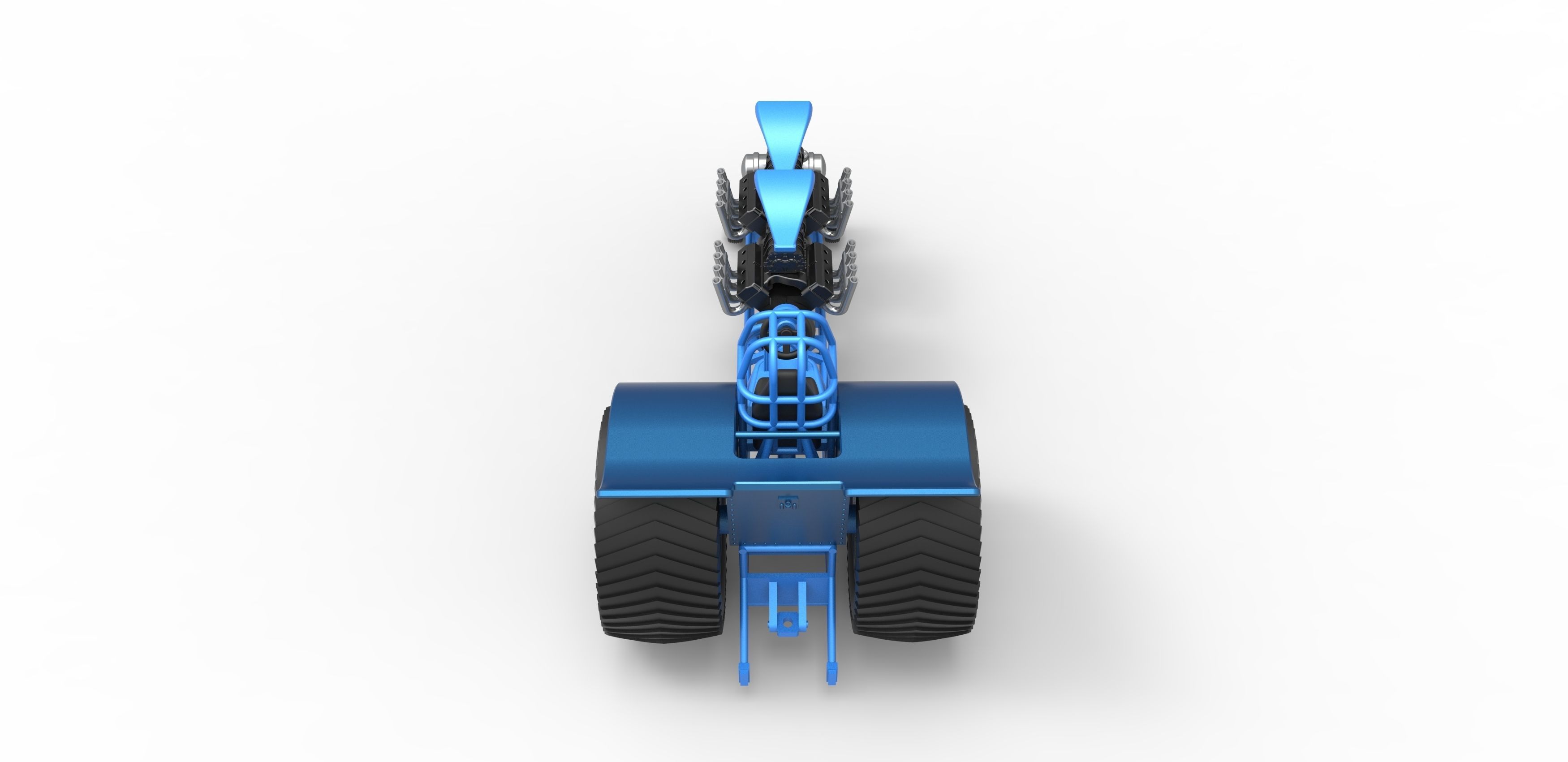 Pulling tractor with 2 engines V8 Scale 1 to 25 3D print model_13