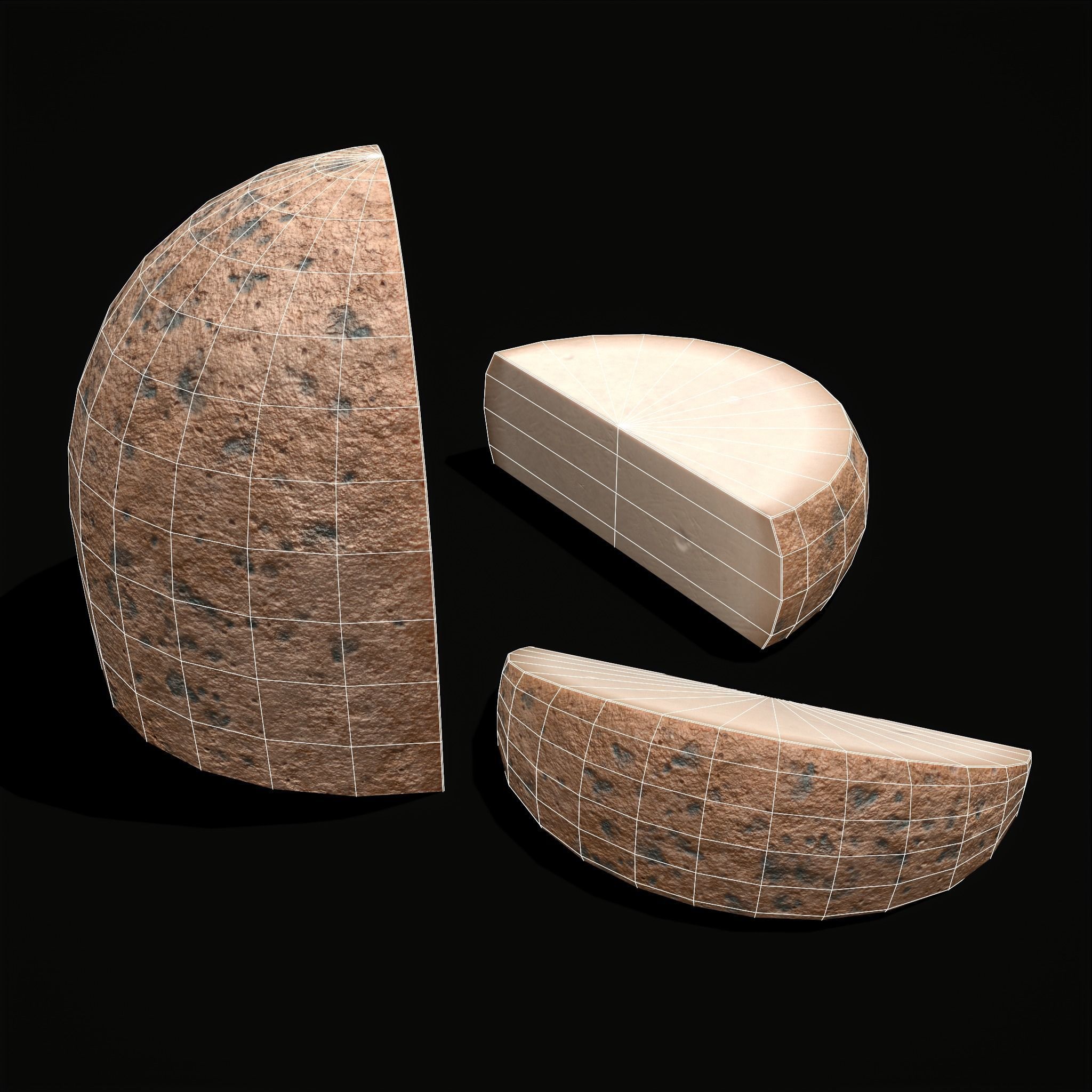 Medium Gouda Cheese Chunks  Low-poly 3D model_6