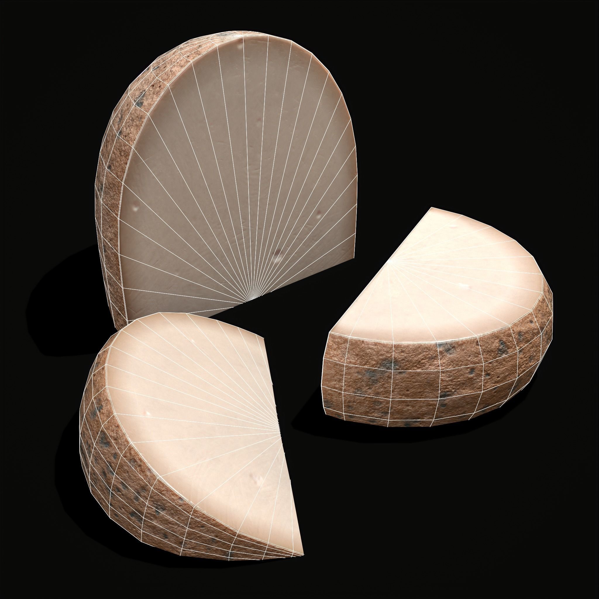 Medium Gouda Cheese Chunks  Low-poly 3D model_2