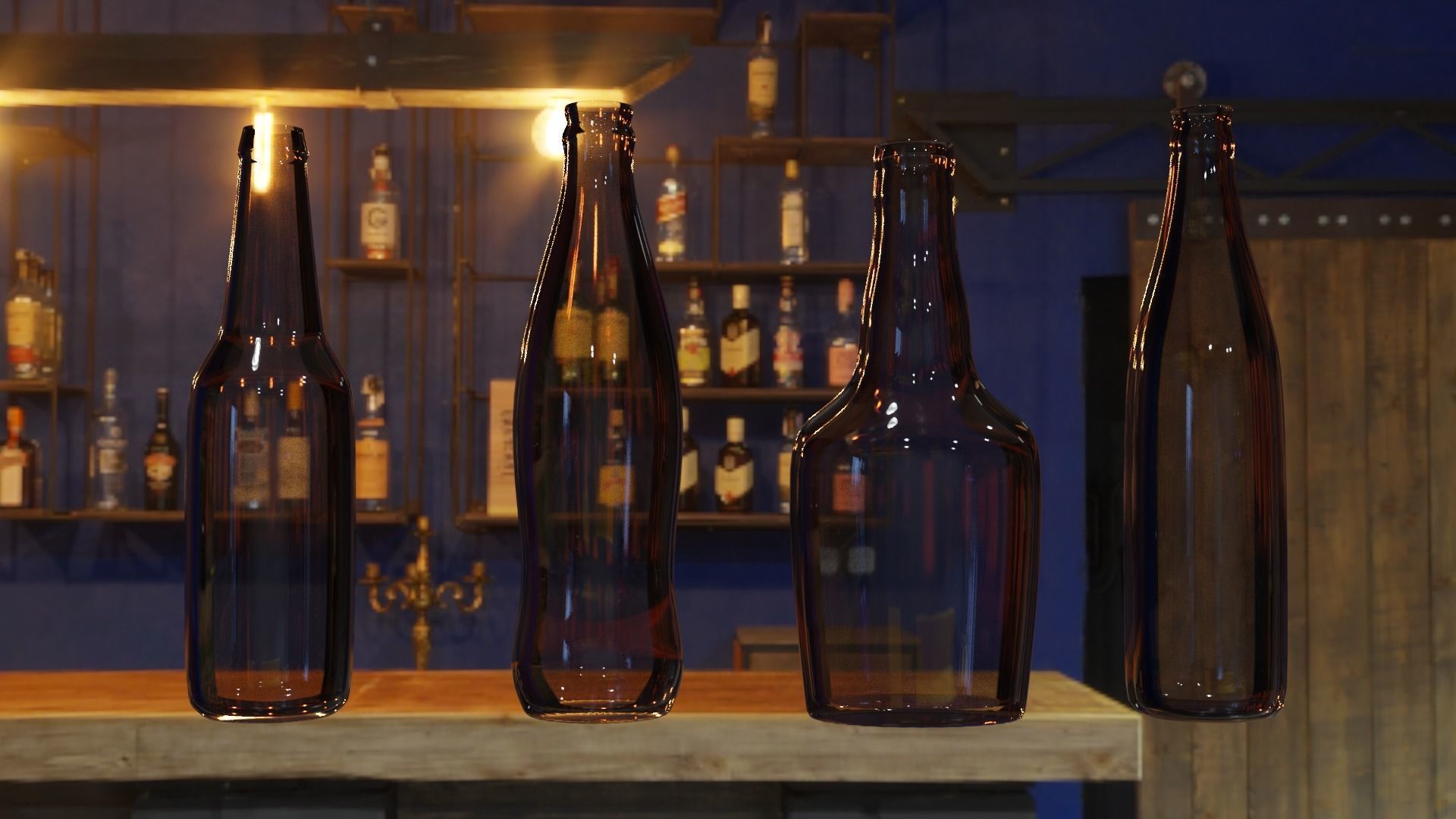 Bottles emerald glass milk bottle Low-poly 3D model_7