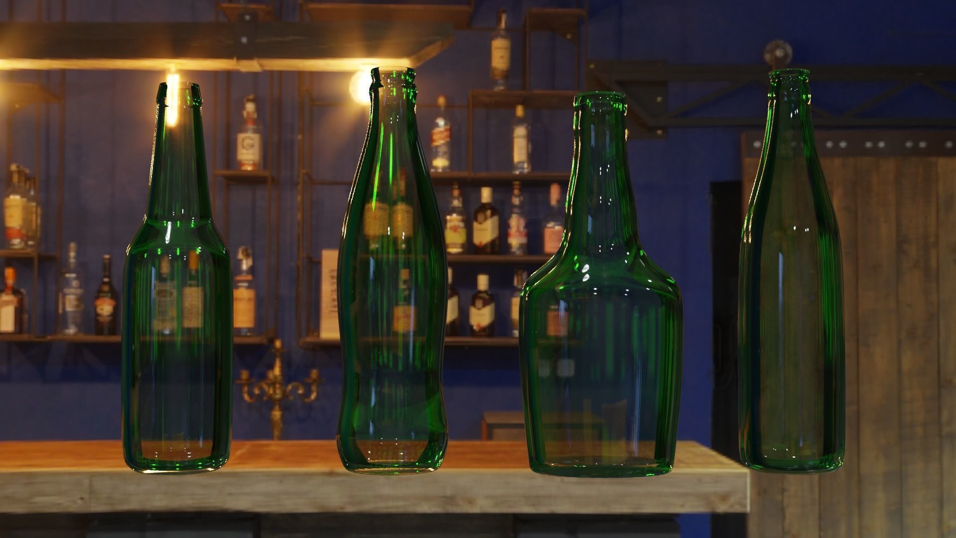 Bottles emerald glass milk bottle Low-poly 3D model_6