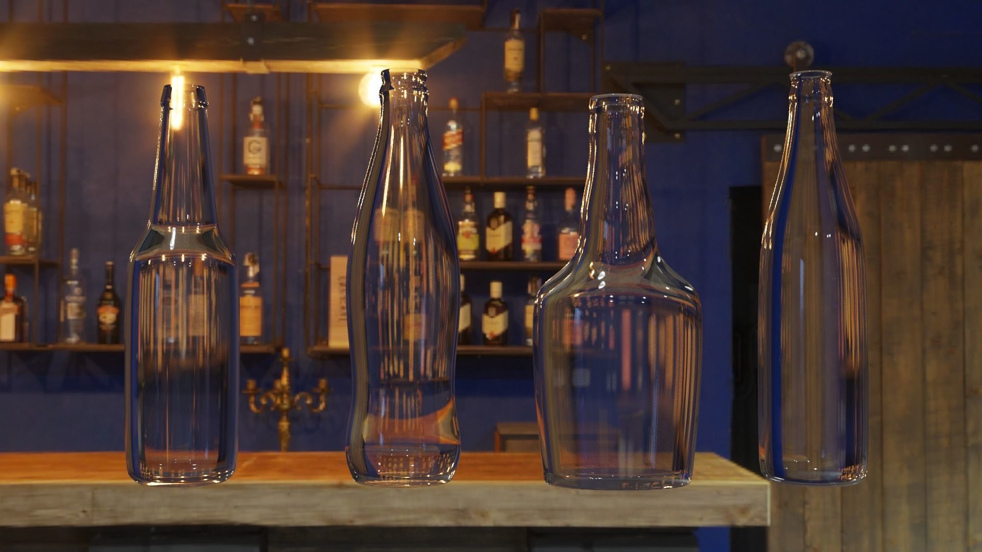 Bottles emerald glass milk bottle Low-poly 3D model_8