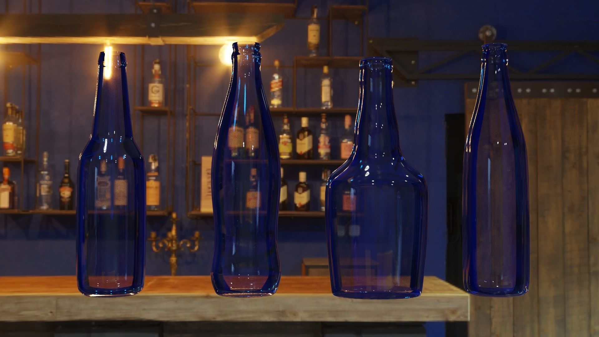 Bottles emerald glass milk bottle Low-poly 3D model_9