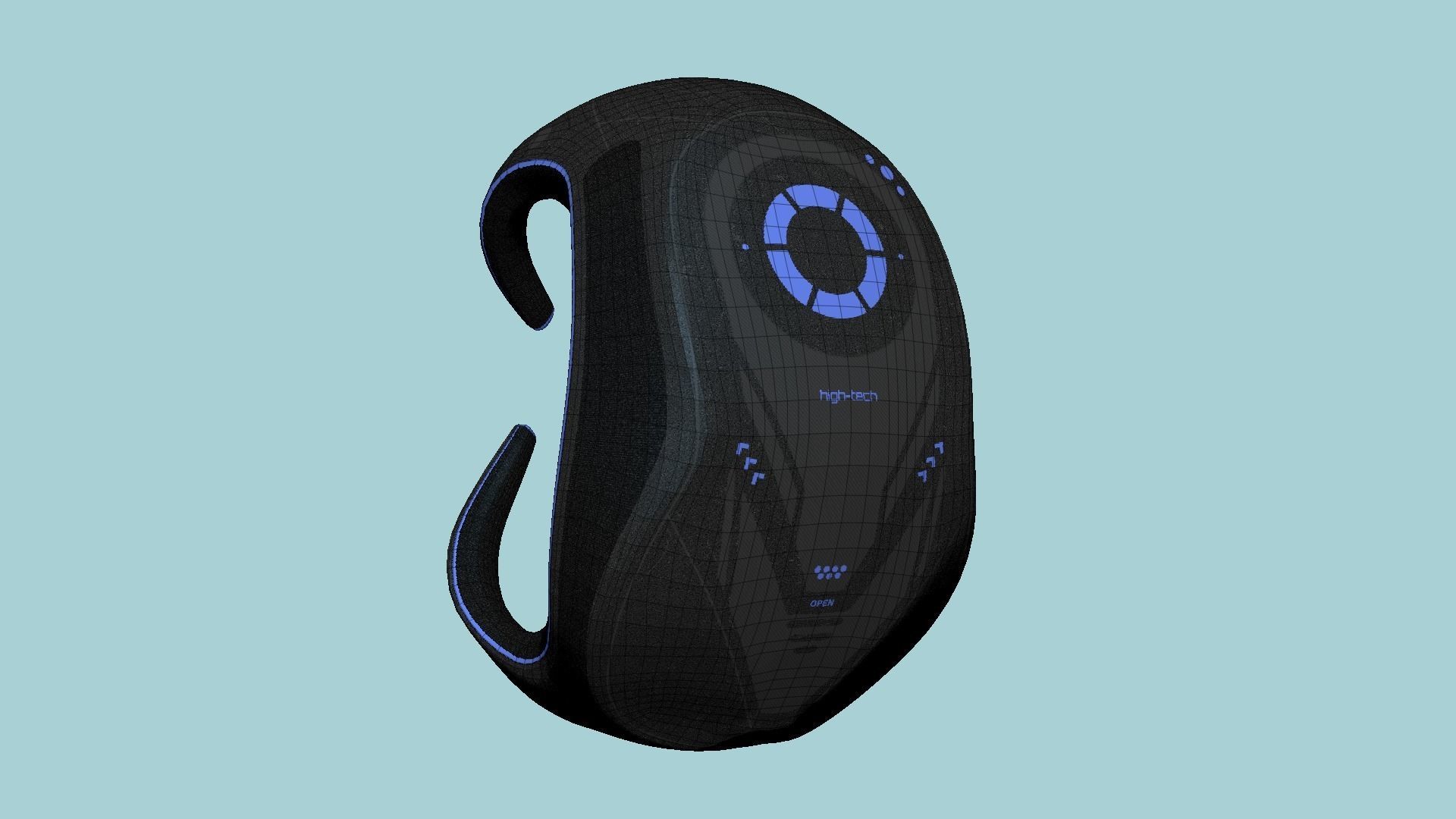 SciFi Backpack G09 Black Blue - Fashion Character Design Low-poly 3D model_6