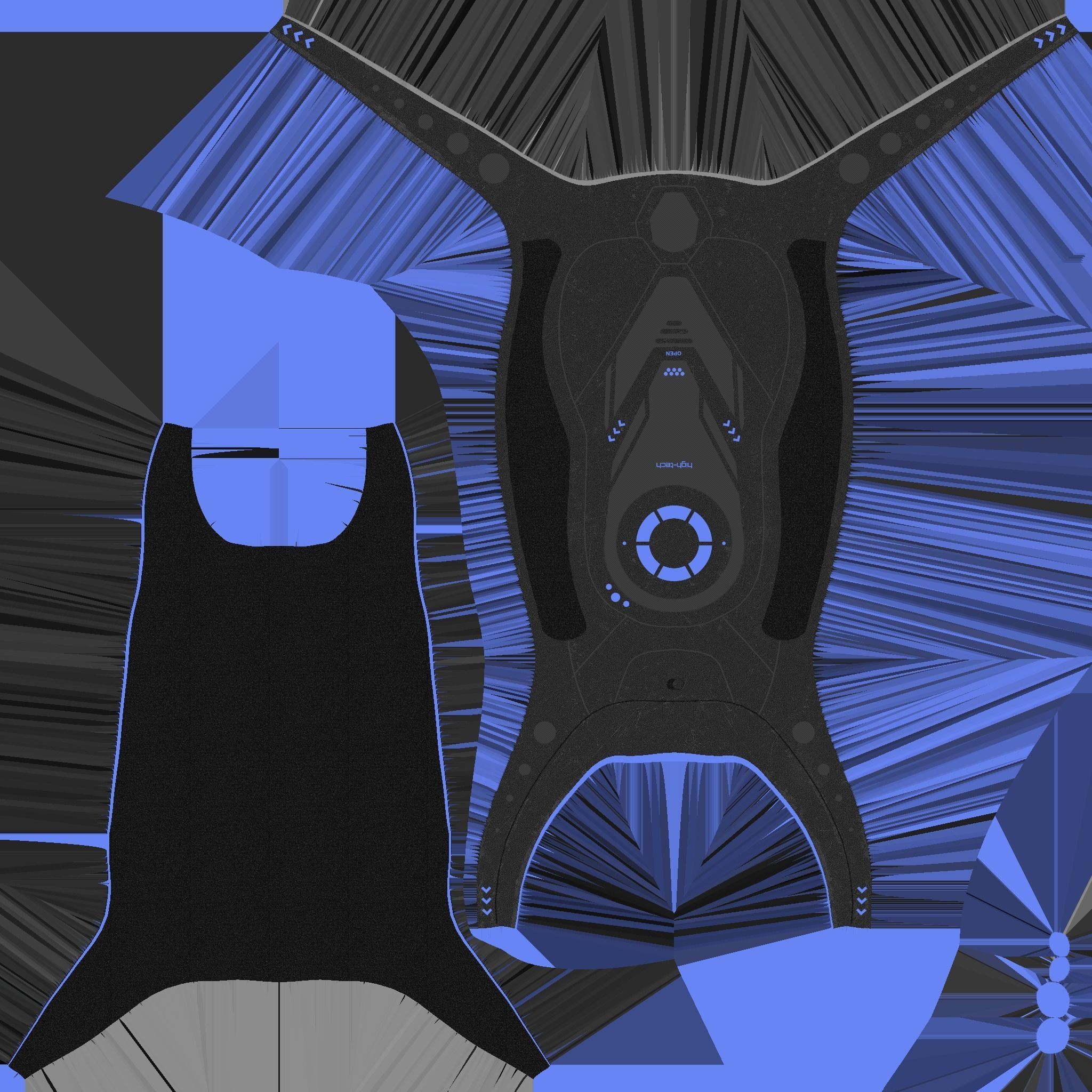 SciFi Backpack G09 Black Blue - Fashion Character Design Low-poly 3D model_22