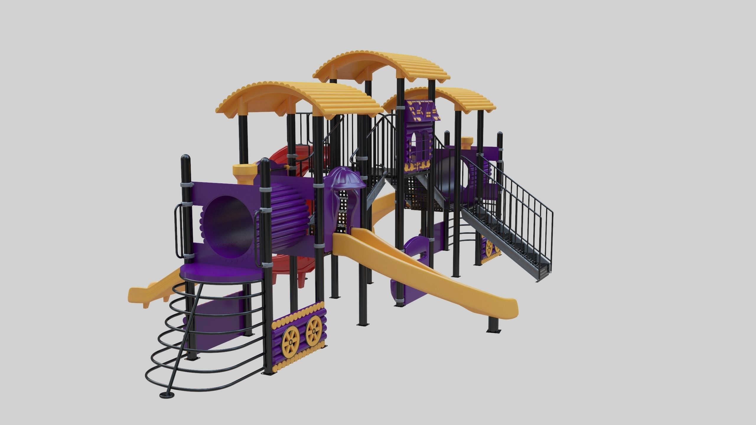 Train Style  Playground 5 Low-poly 3D model_9
