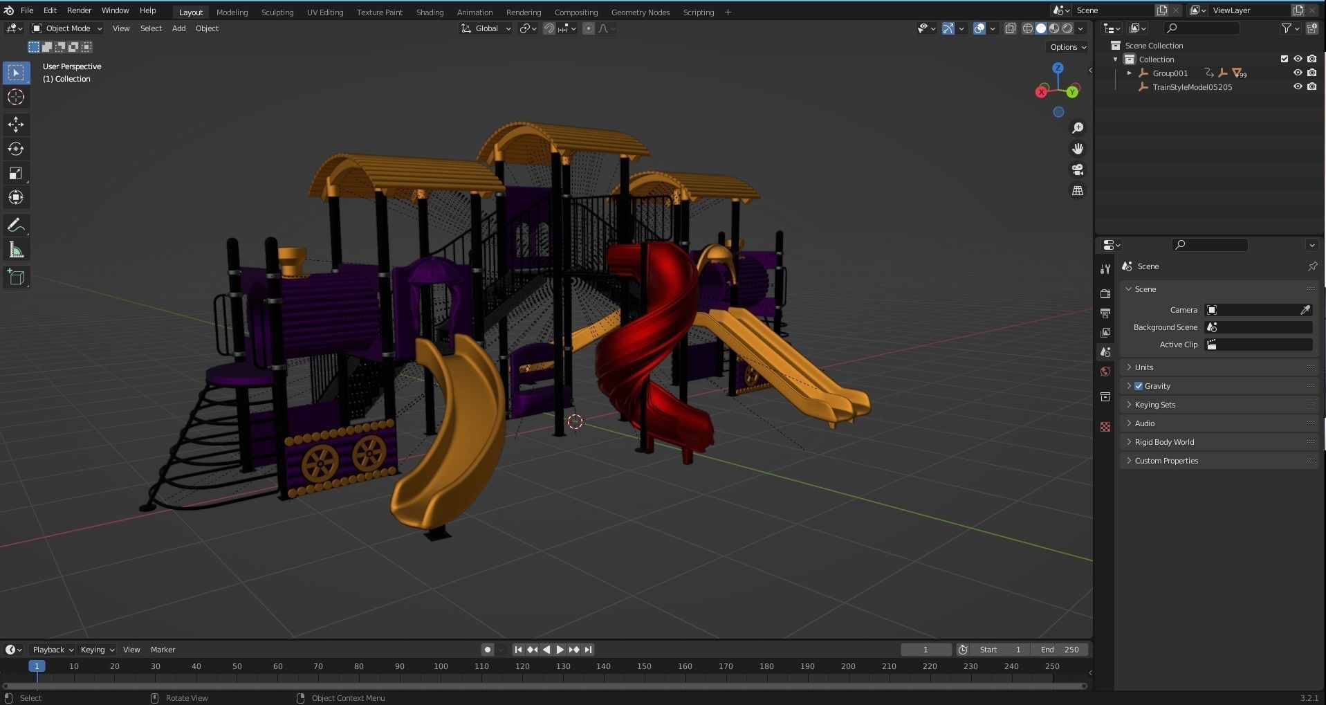 Train Style  Playground 5 Low-poly 3D model_52