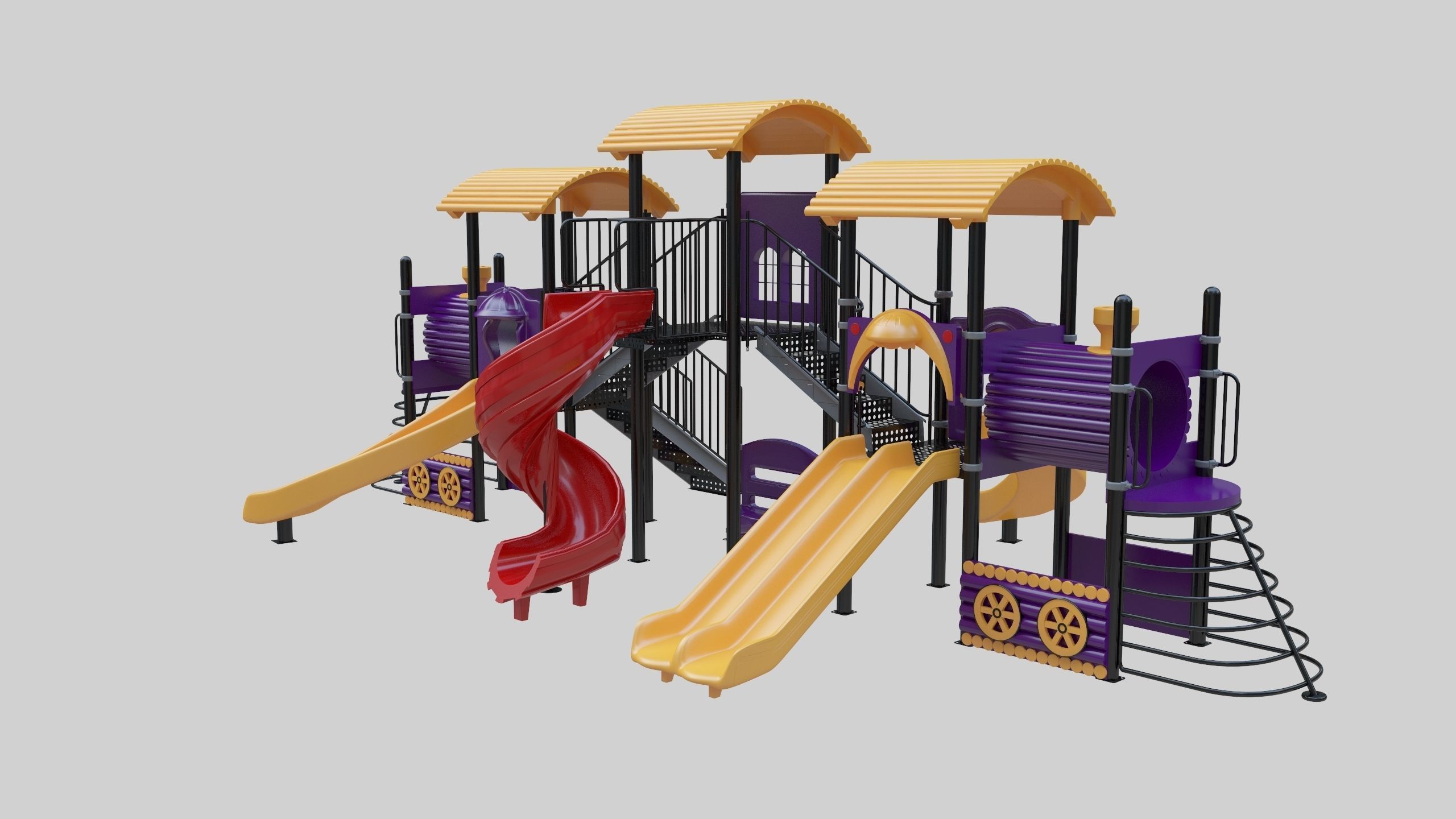 Train Style  Playground 5 Low-poly 3D model_4