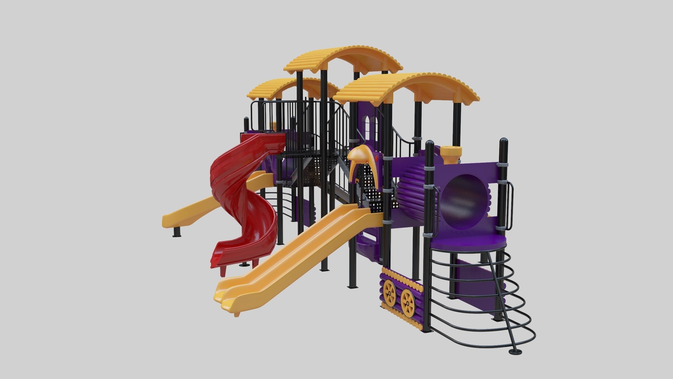 Train Style  Playground 5 Low-poly 3D model_6