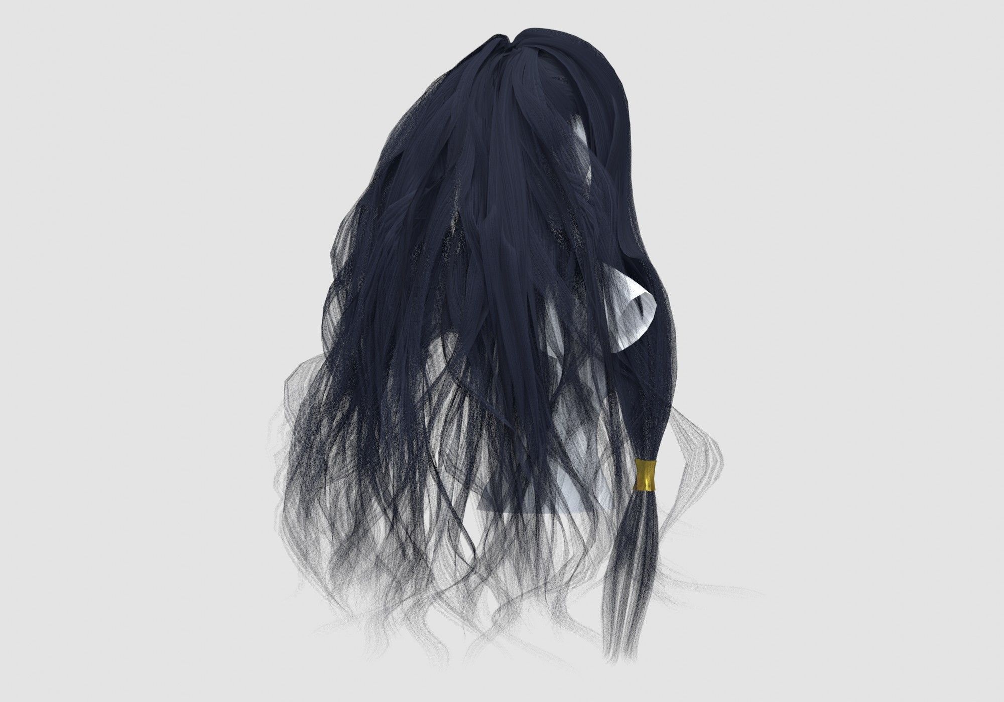 Wide Wavy Hairstyle 3D model_3