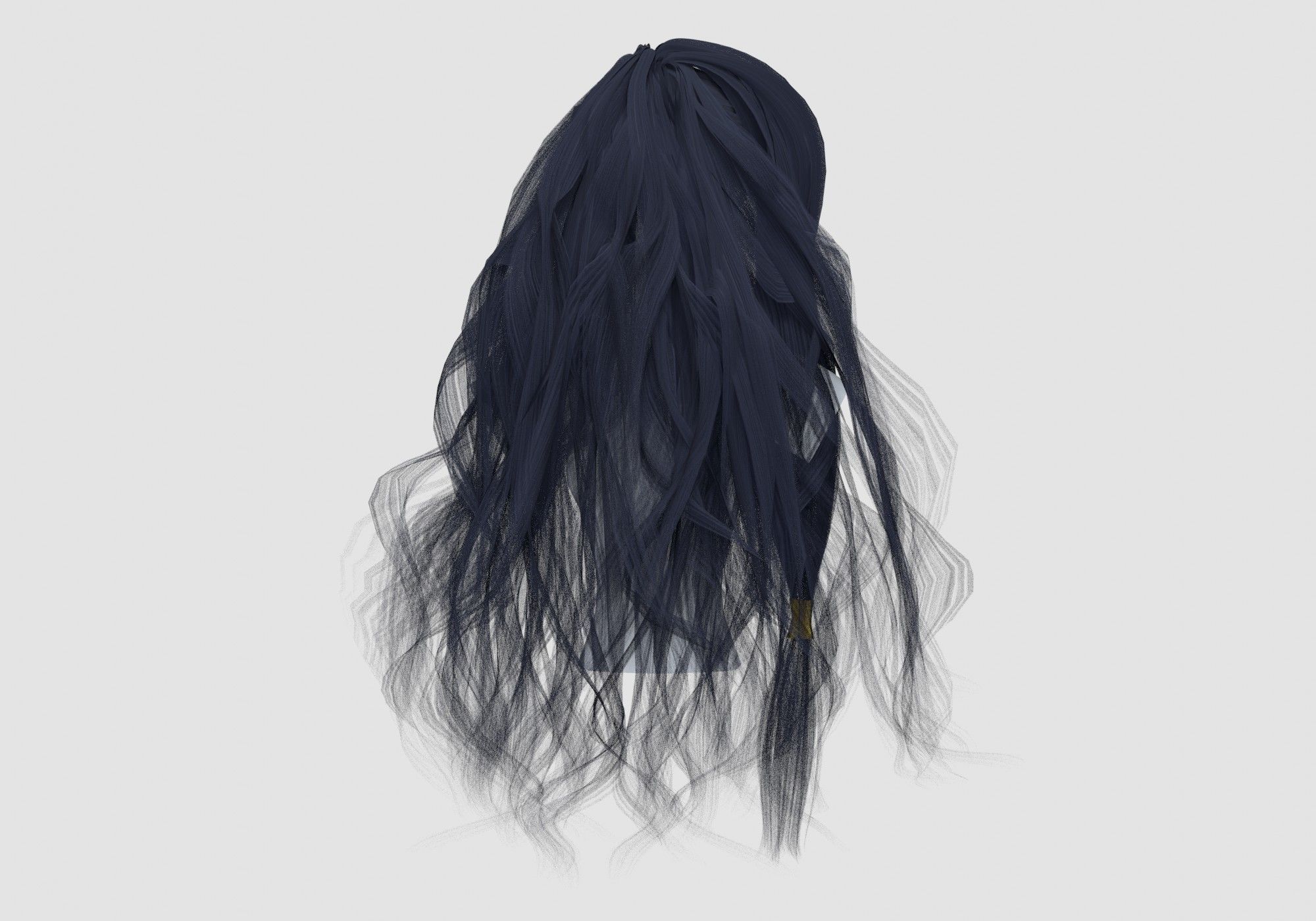 Wide Wavy Hairstyle 3D model_4