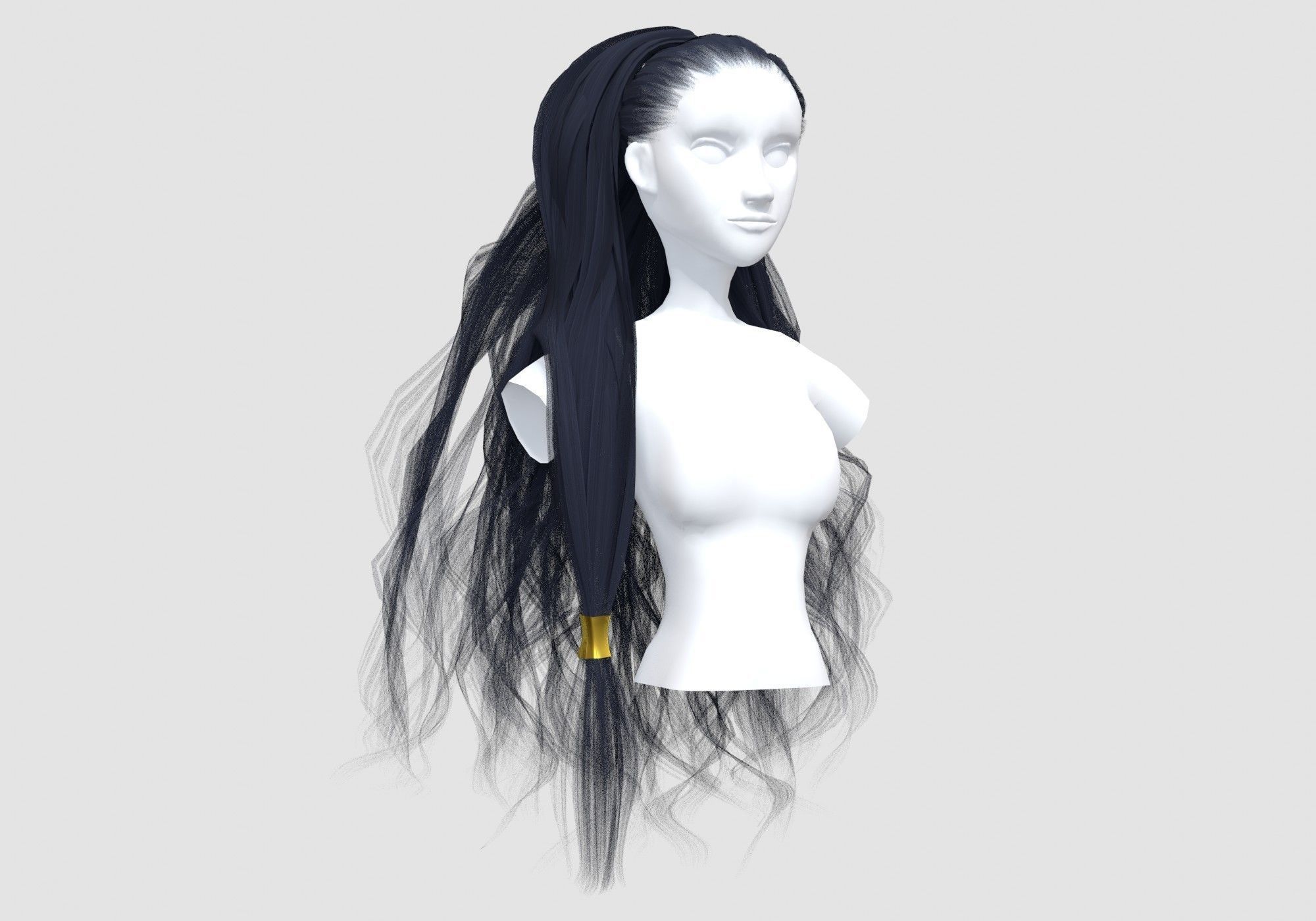 Wide Wavy Hairstyle 3D model_1
