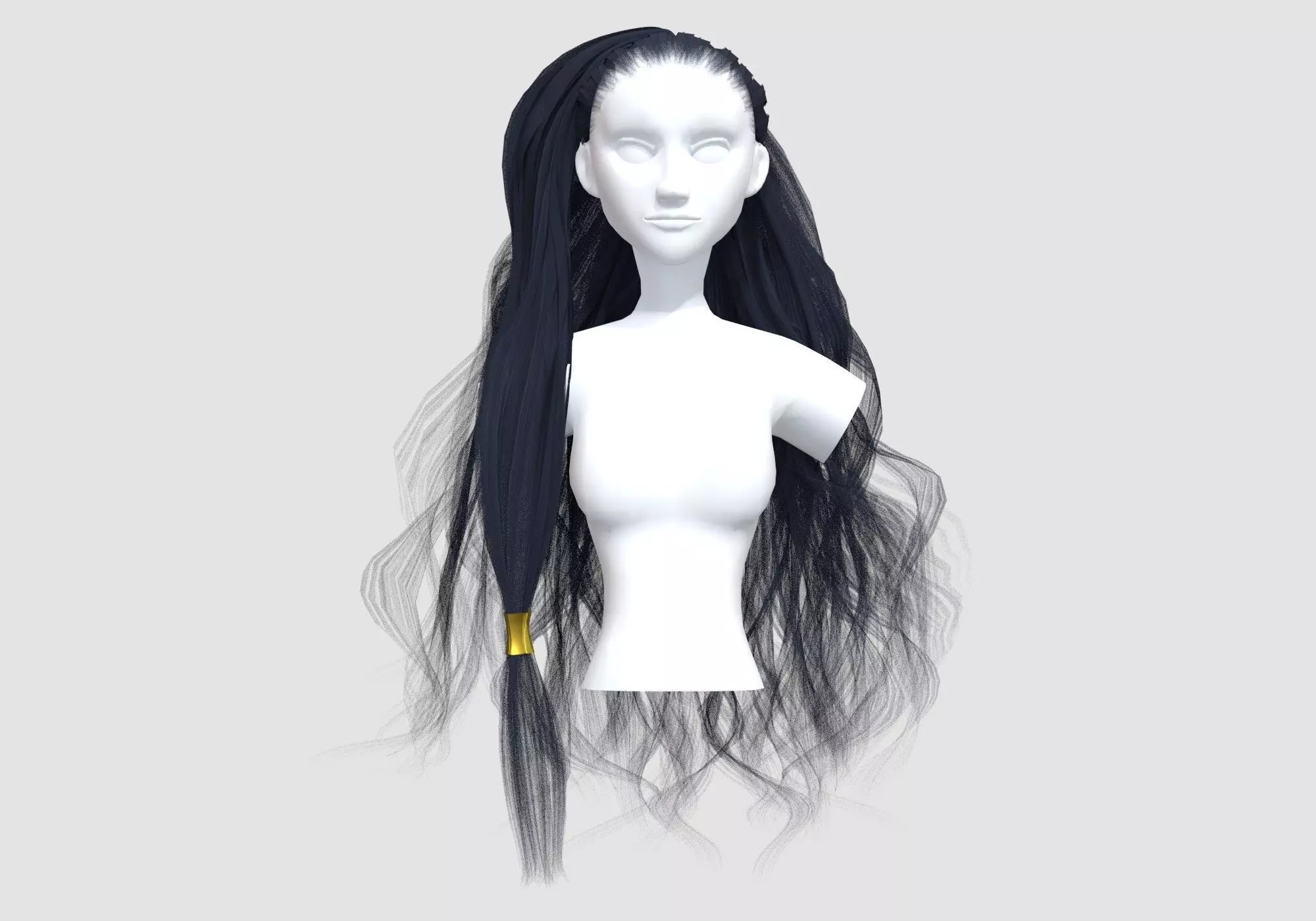 Wide Wavy Hairstyle 3D model_0