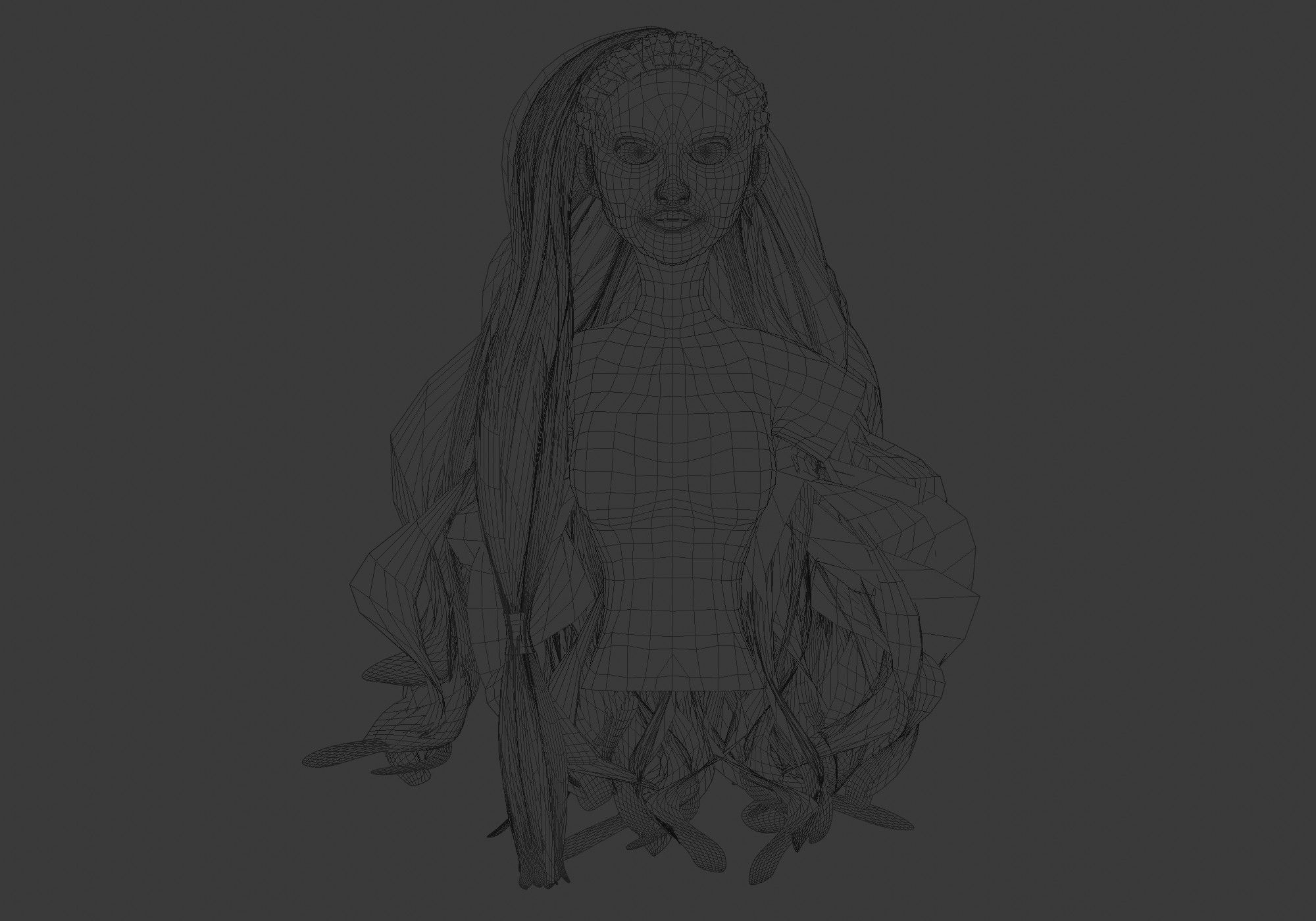 Wide Wavy Hairstyle 3D model_5