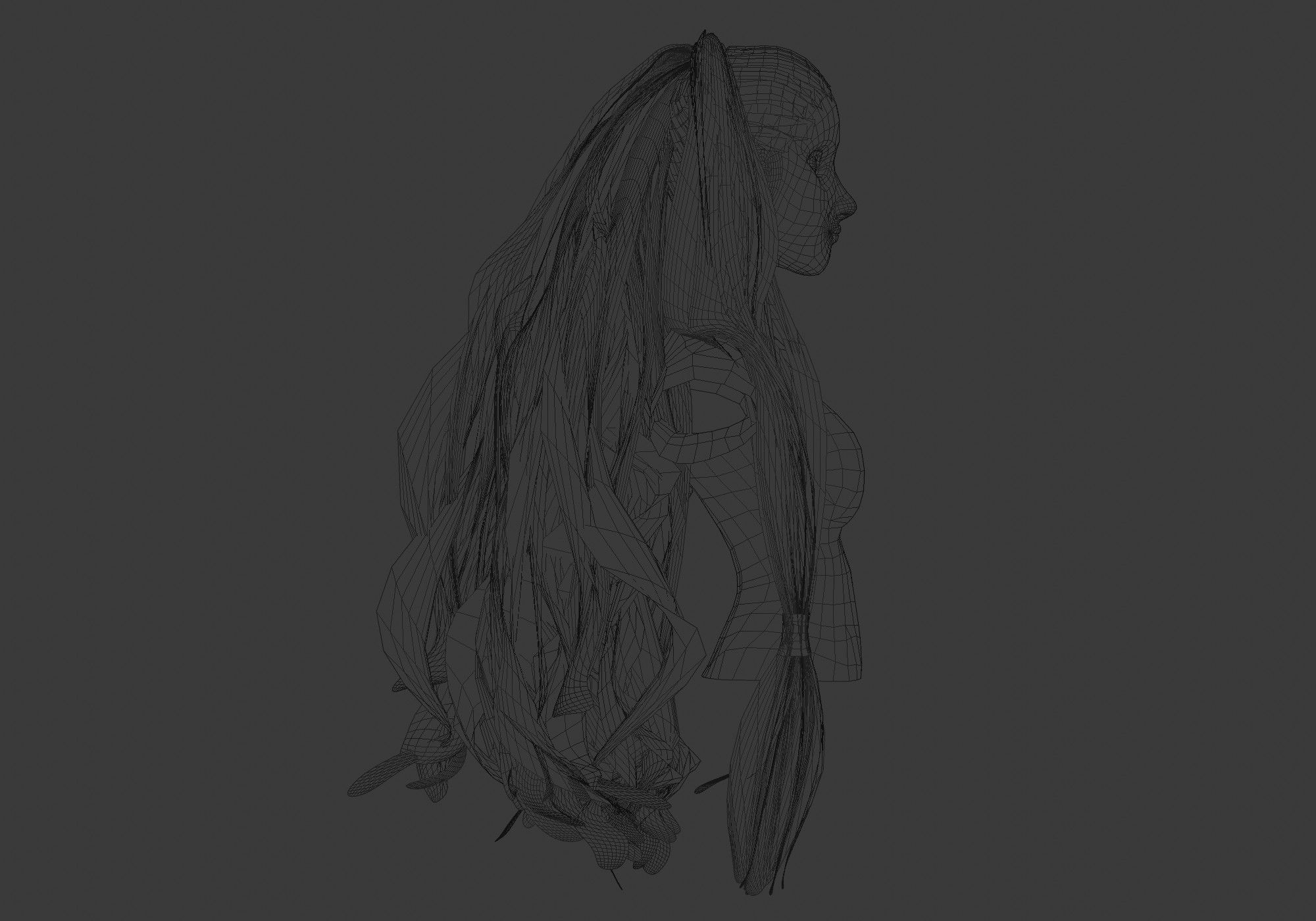 Wide Wavy Hairstyle 3D model_7